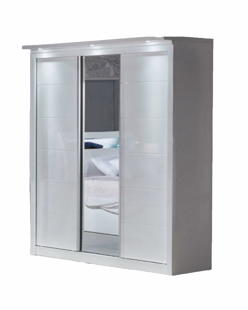 Rugby Glossy Slider Wardrobe 180cm With LED Lighting