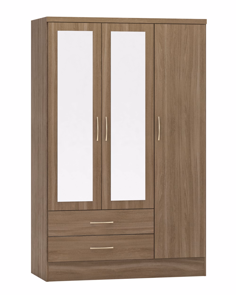 Nevada 3 Door 2 Drawer Mirrored Wardrobe Rustic Oak Effect