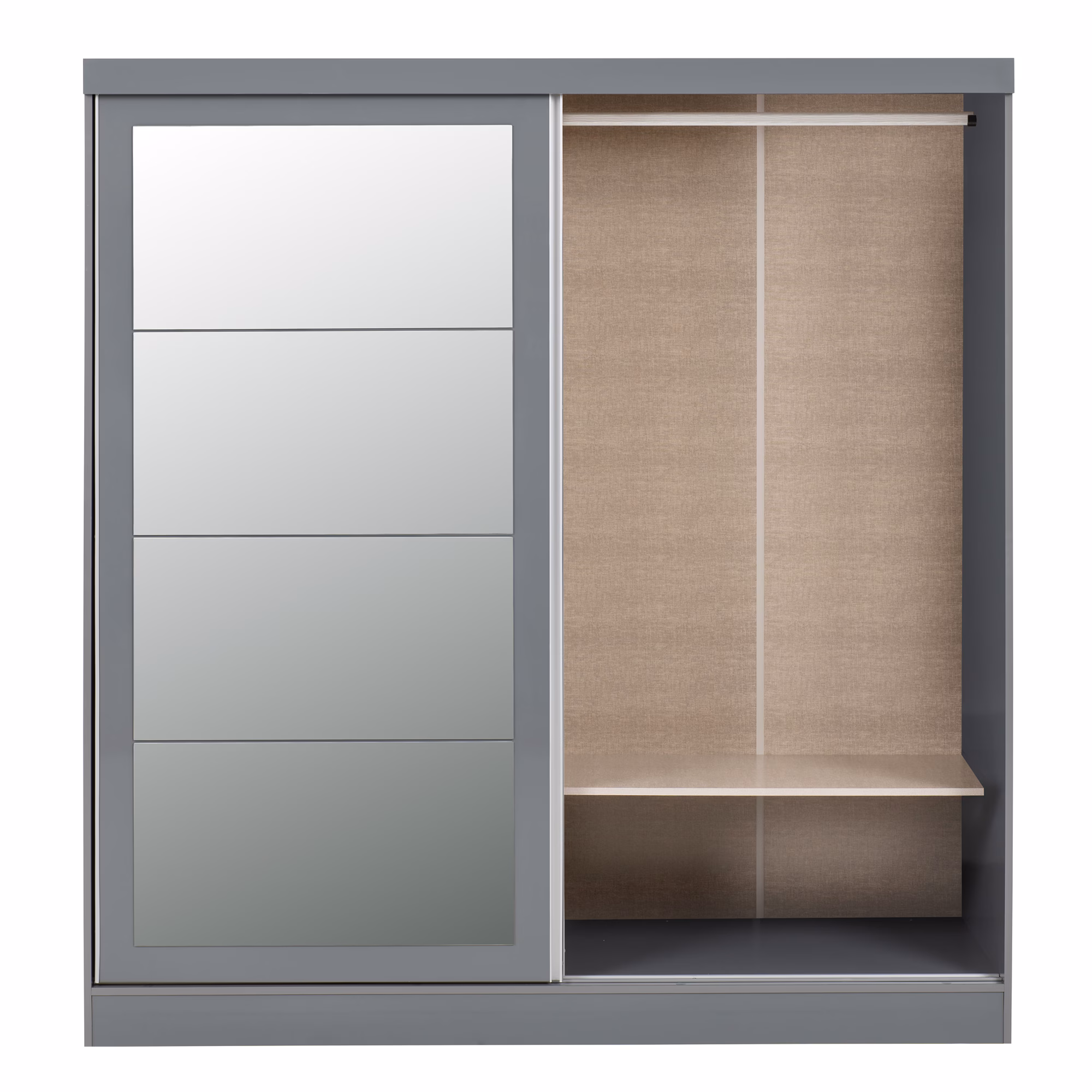 Nevada 2 Door Sliding Wardrobe Grey Gloss - Image 3