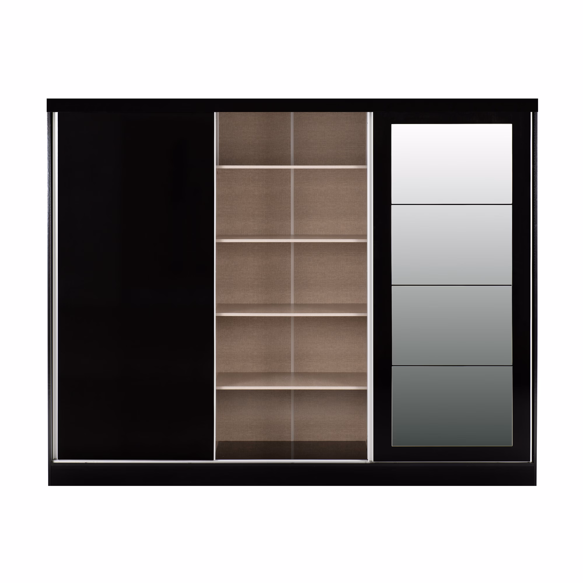 Nevada 3 Door Sliding Wardrobe White Gloss - Image 2