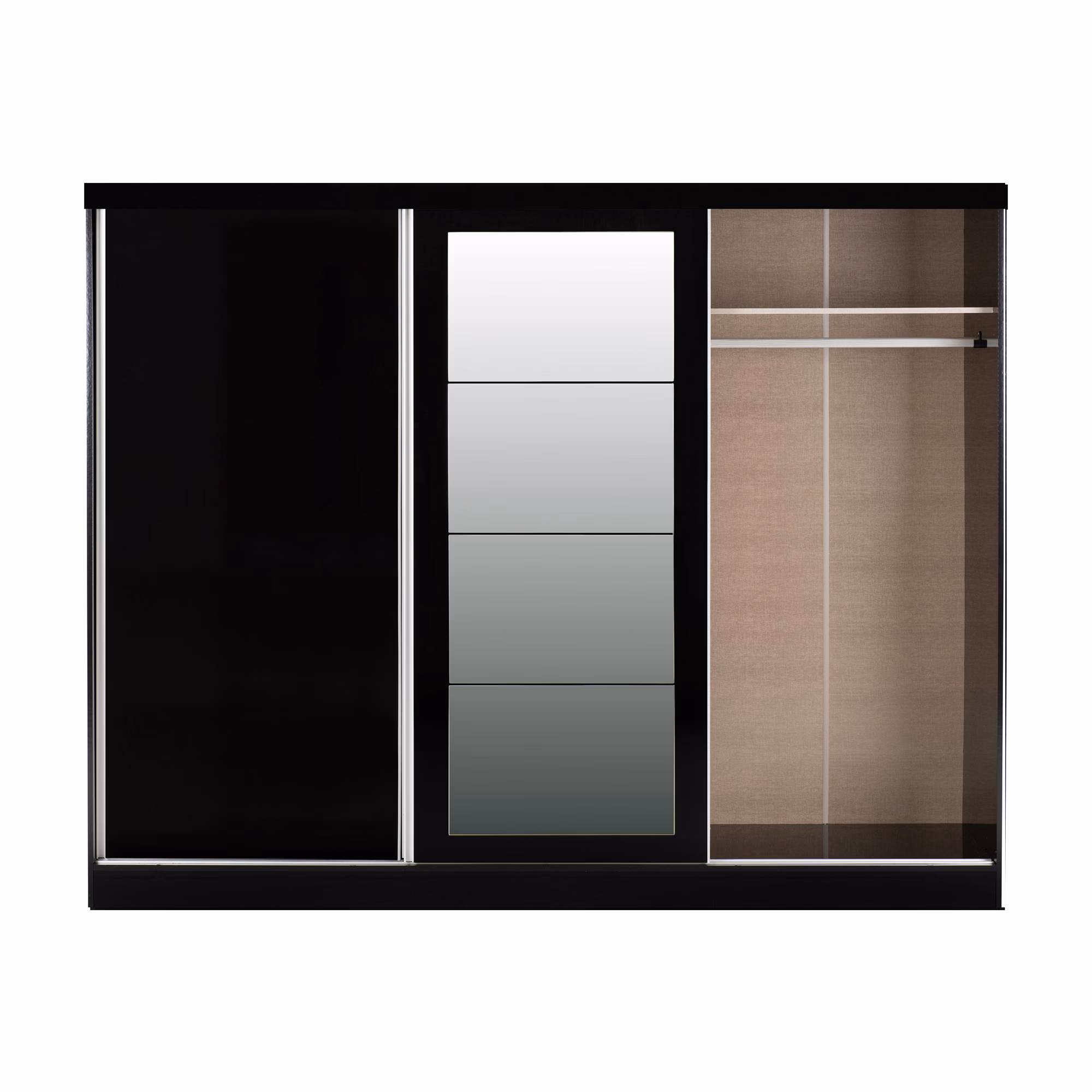 Nevada 3 Door Sliding Wardrobe White Gloss - Image 3