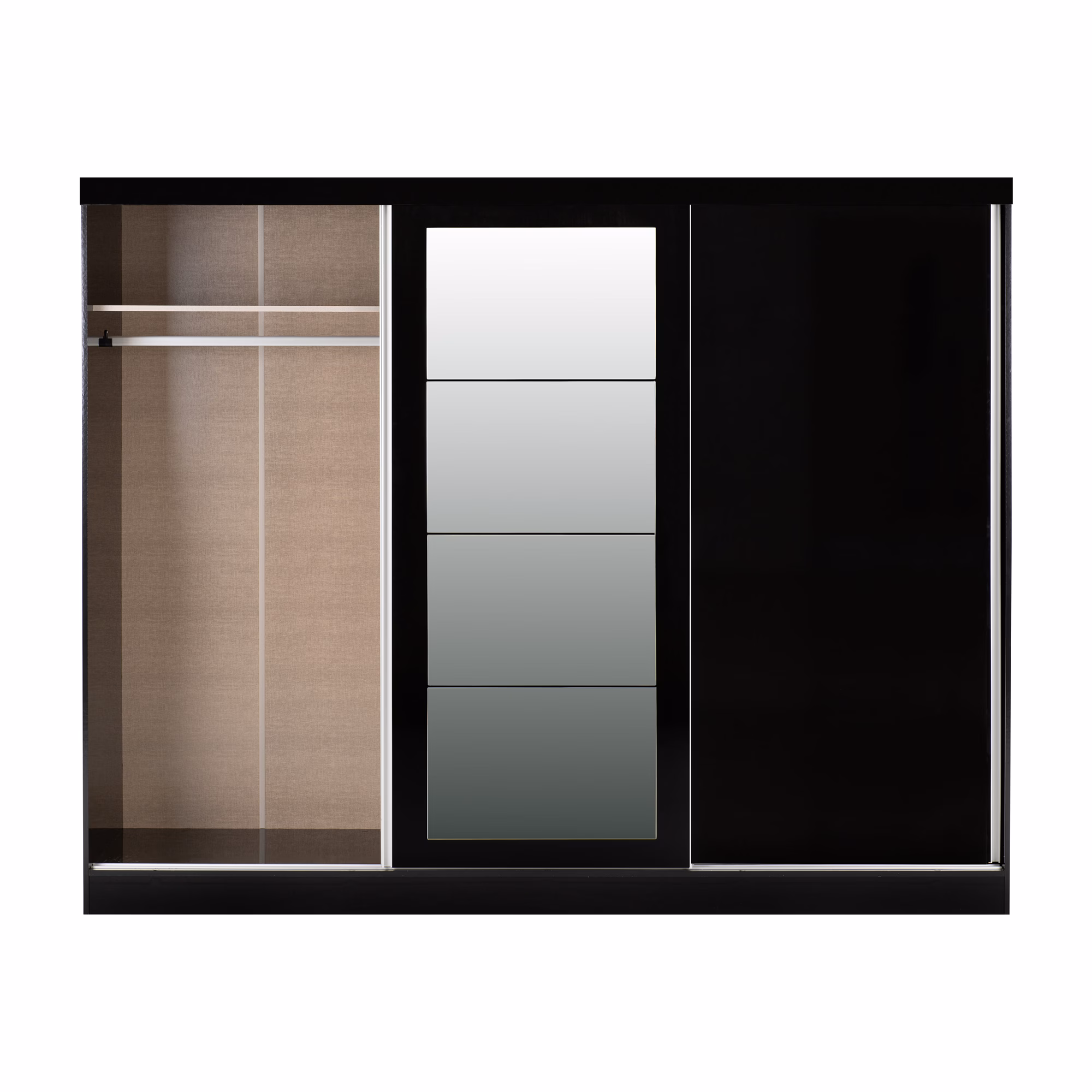 Nevada 3 Door Sliding Wardrobe White Gloss - Image 4