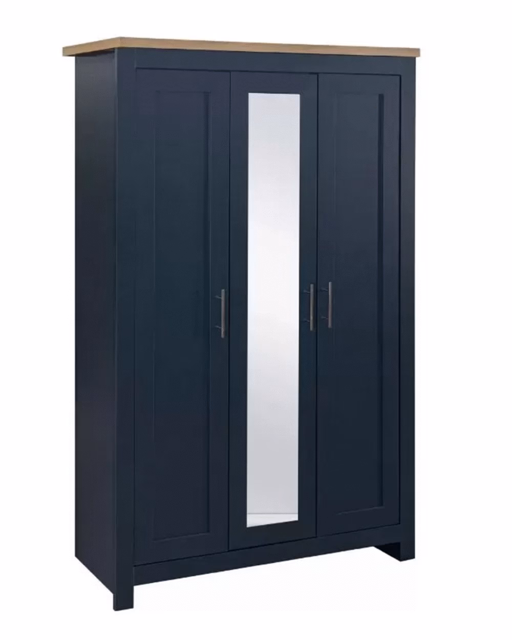 Highgate 3 Door Wardrobe With Mirror Blue/Oak Effect
