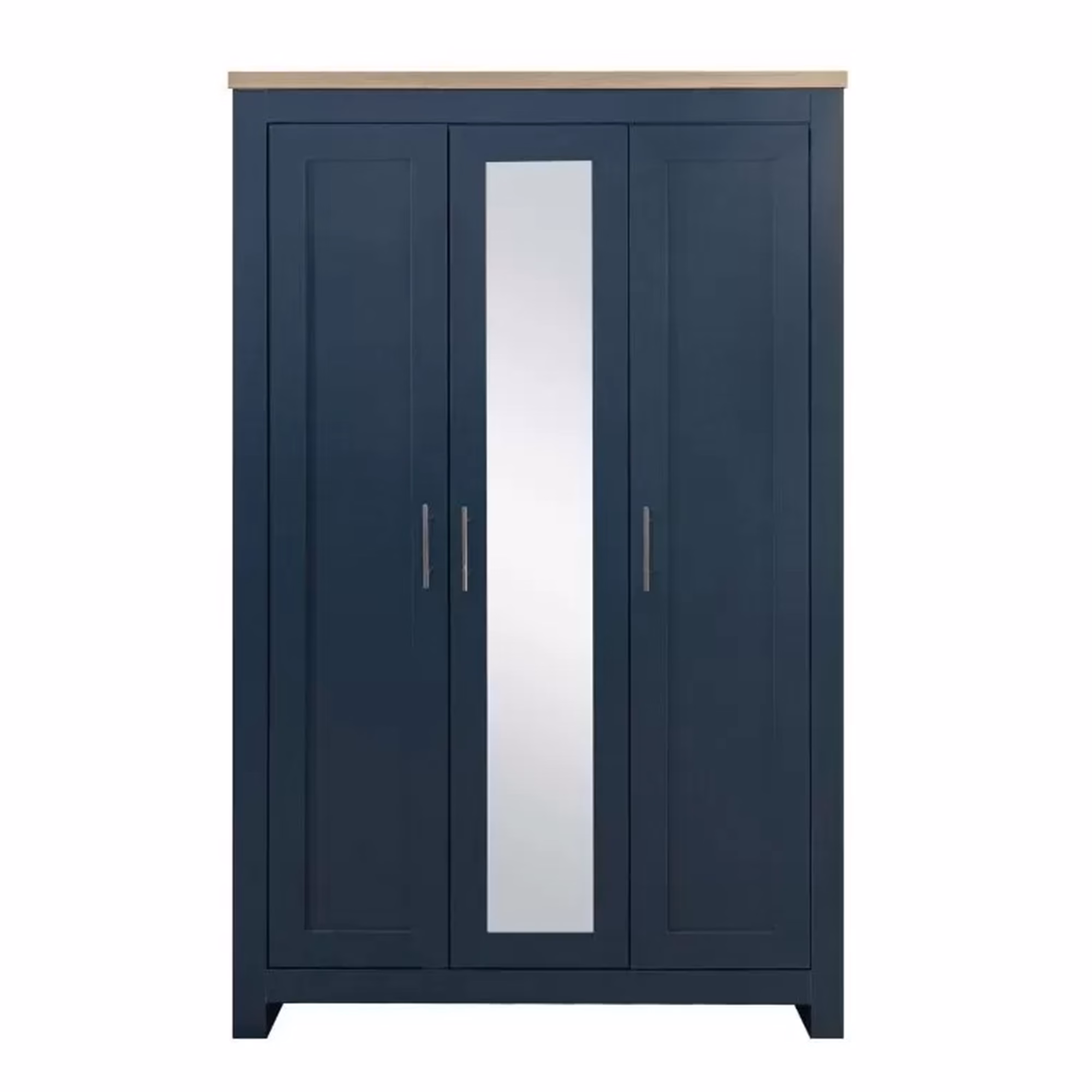 Highgate 3 Door Wardrobe With Mirror Blue/Oak Effect - Image 2