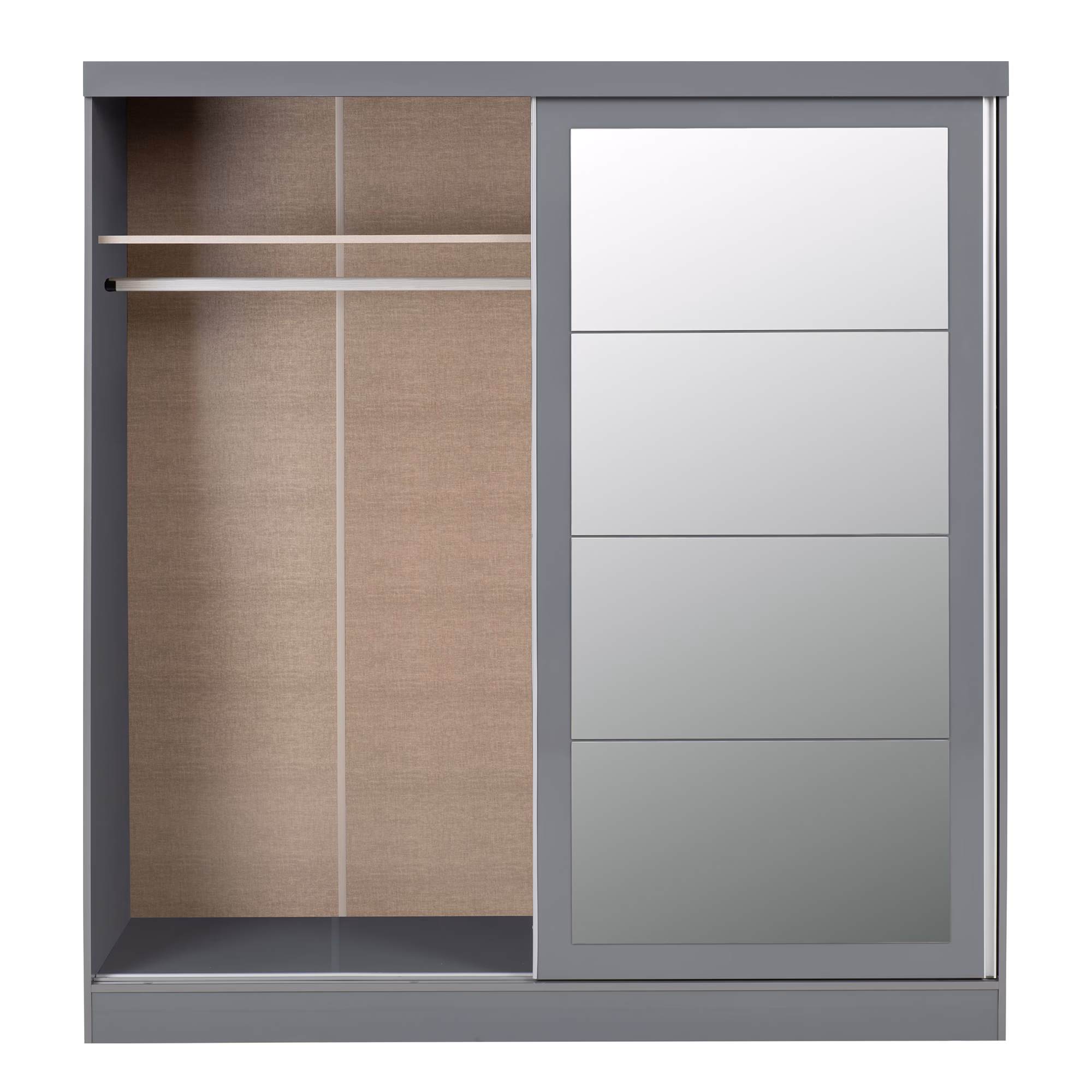 Nevada 2 Door Sliding Wardrobe Grey Gloss - Image 2