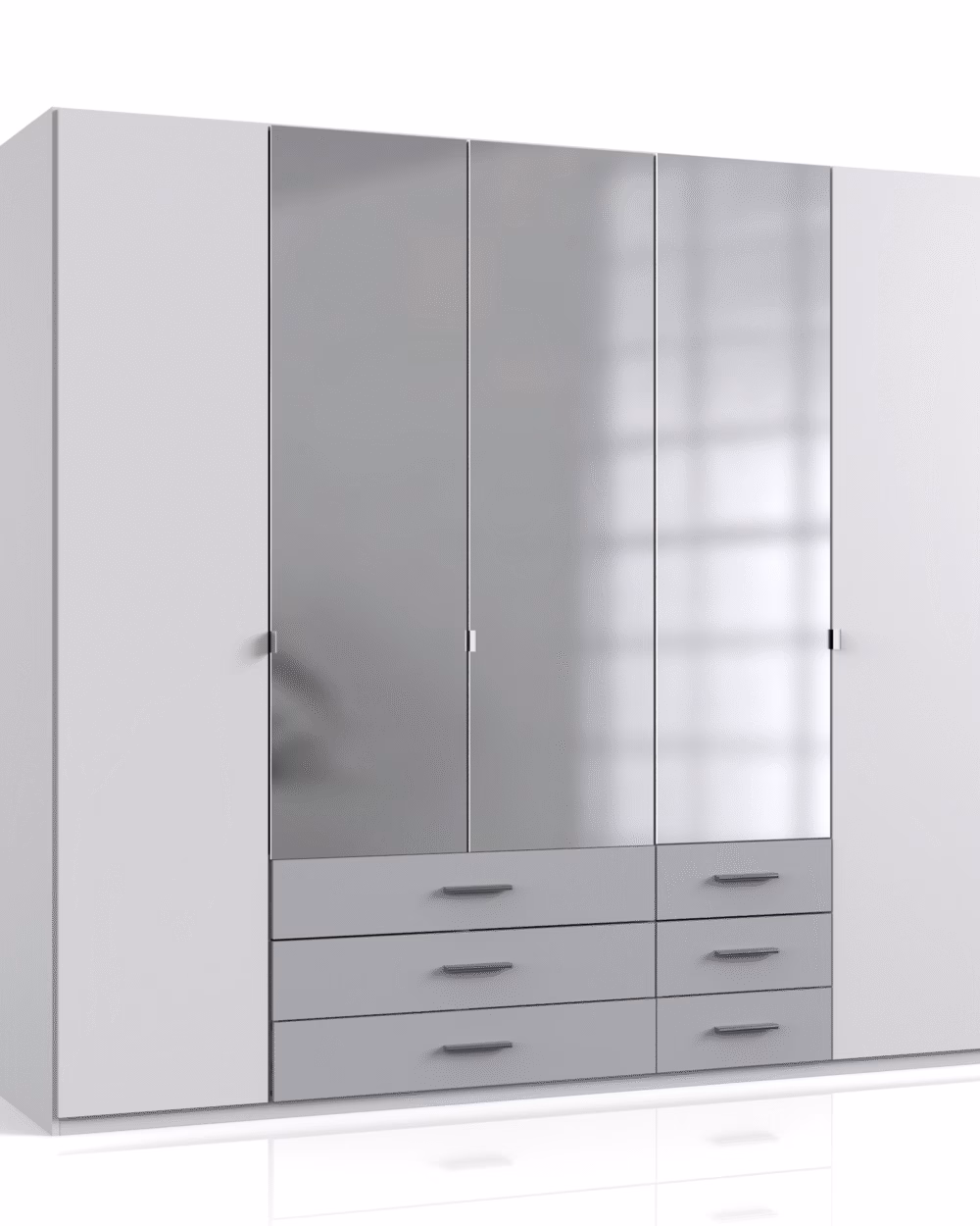 Ball 5 Door 6 Drawer White And Grey Wardrobe