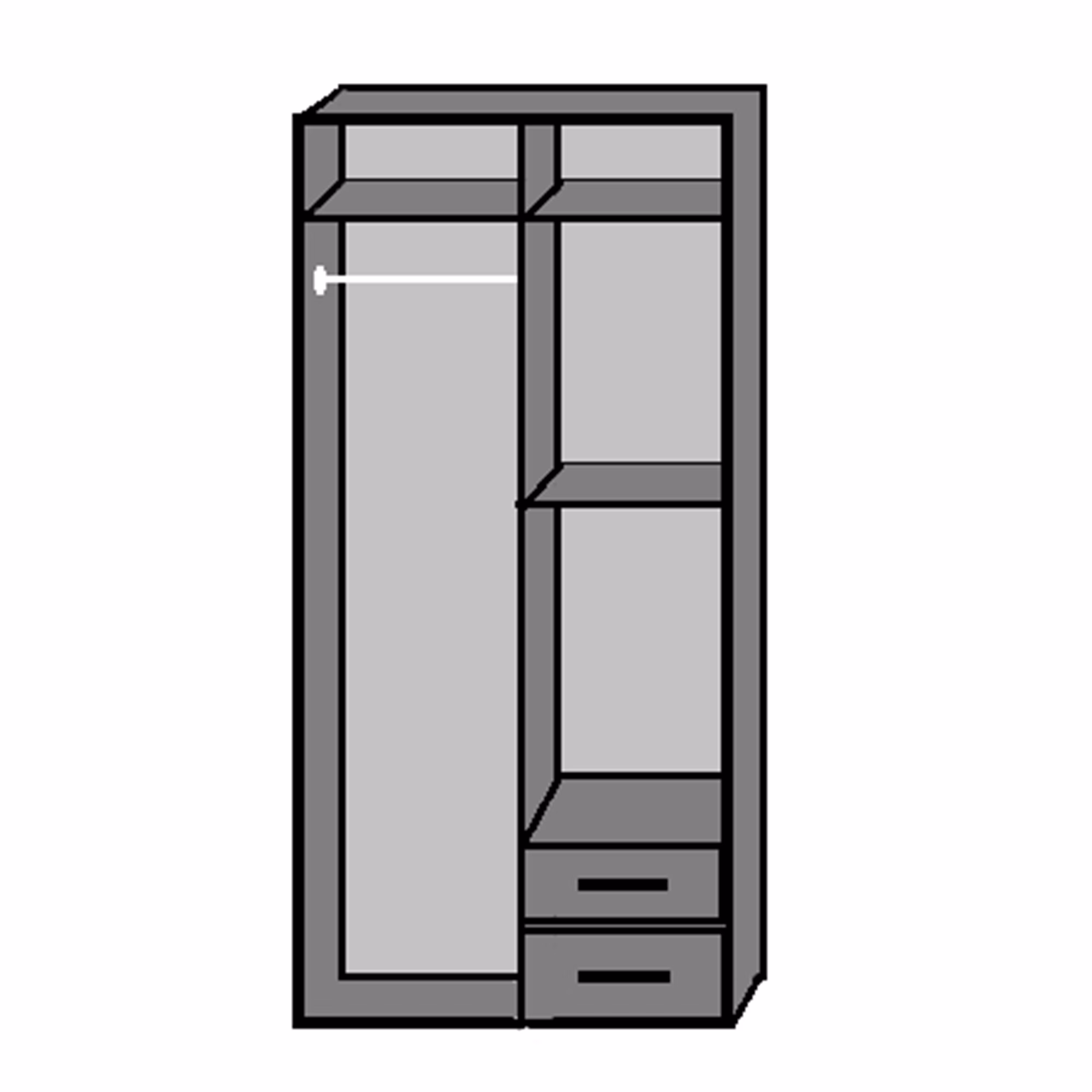 Osaka oak 2 Door 2 Drawer Wardrobe 1 Mirror - Image 2
