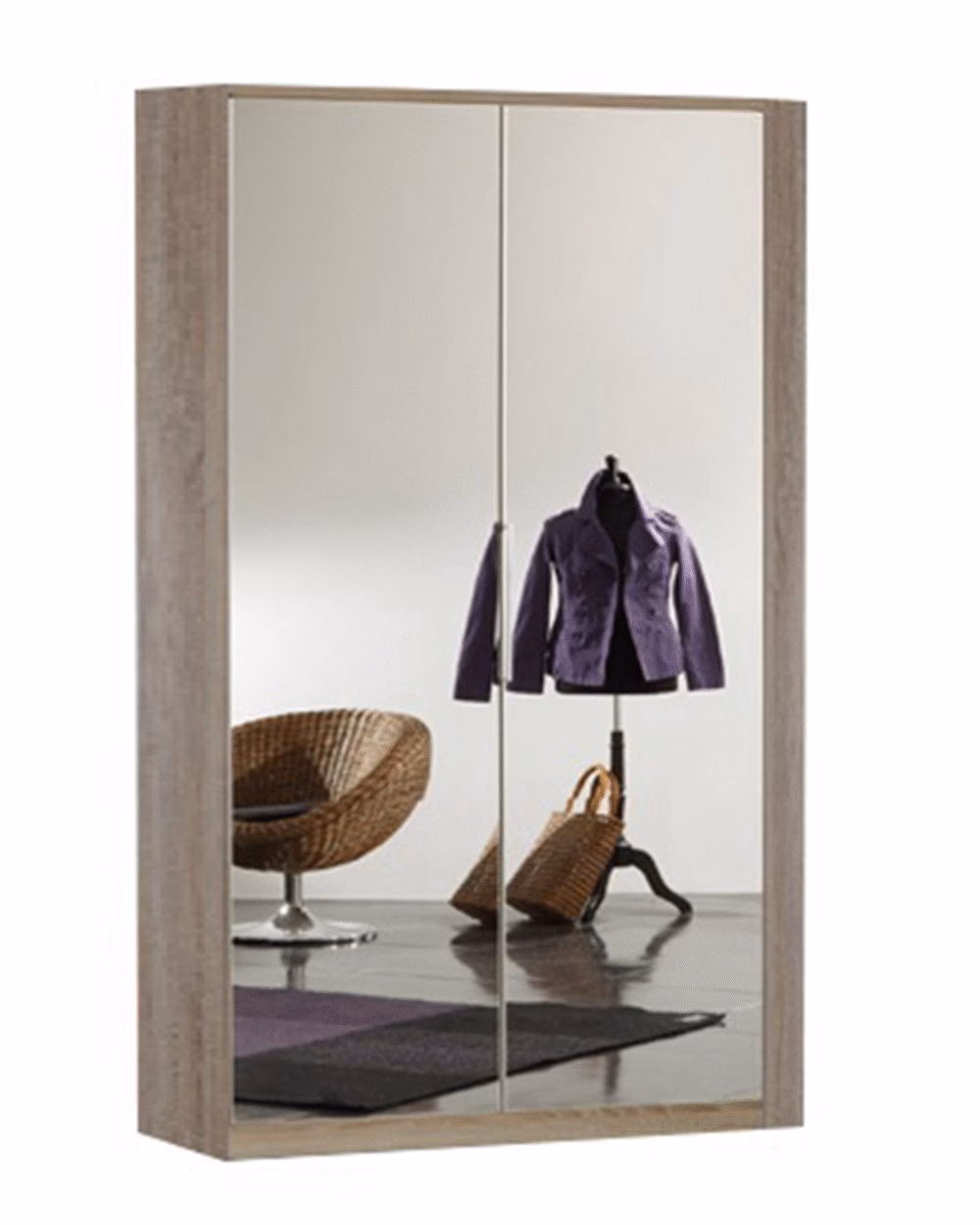 Gamma Oak And Mirror Corner Mirrored Wardrobe