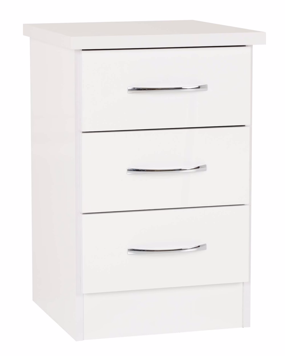 Nevada 3 Drawer Bedside Chest White Gloss