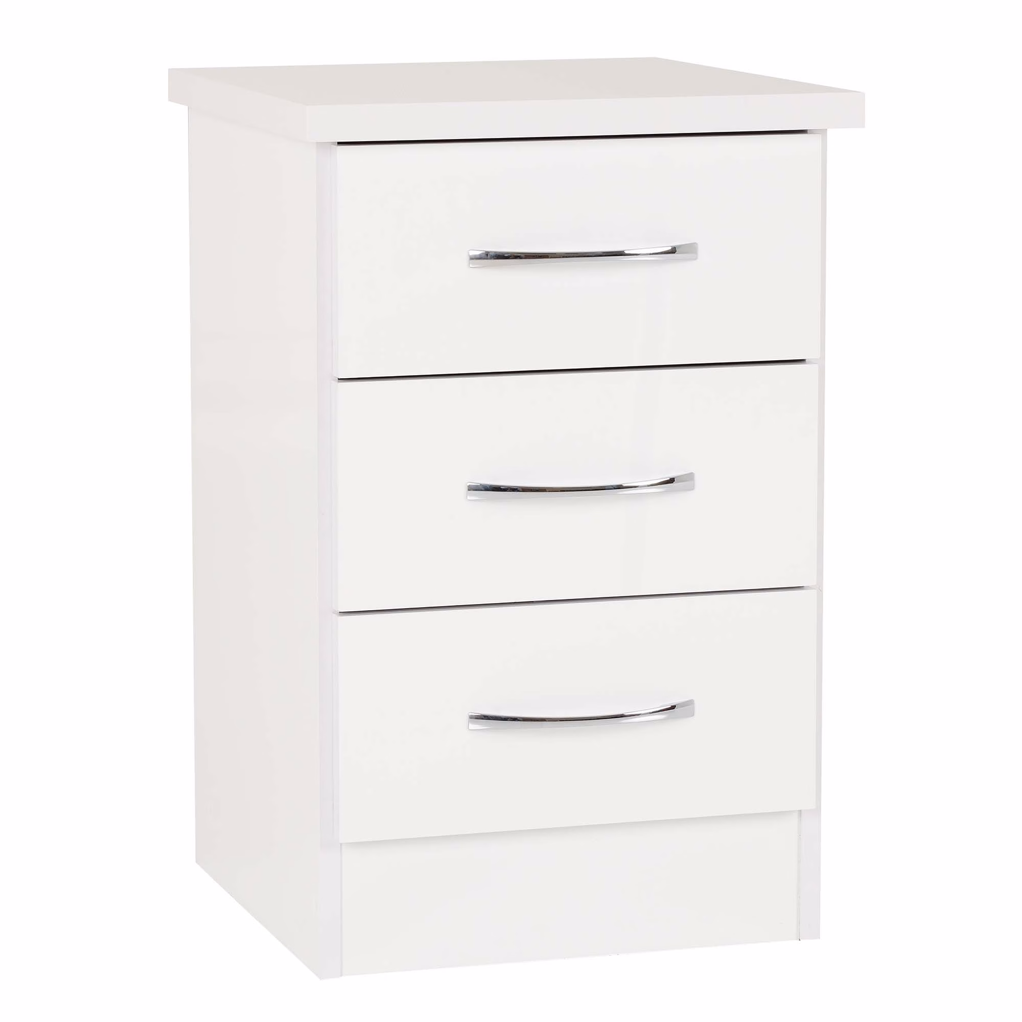 Nevada 3 Drawer Bedside Chest White Gloss