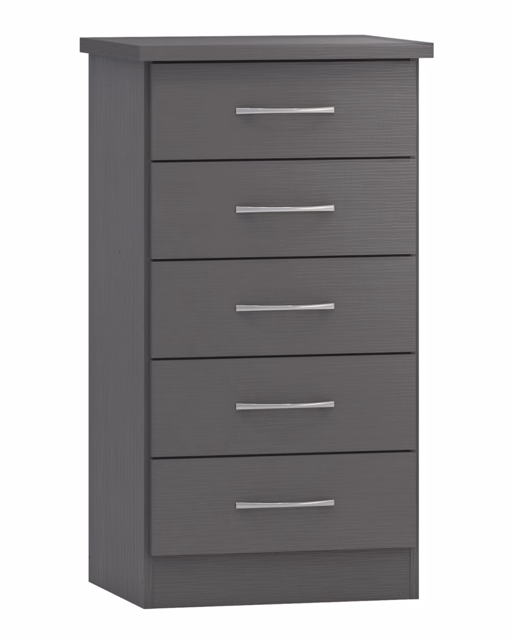 Nevada 5 Drawer Narrow Chest 3D Effect Grey