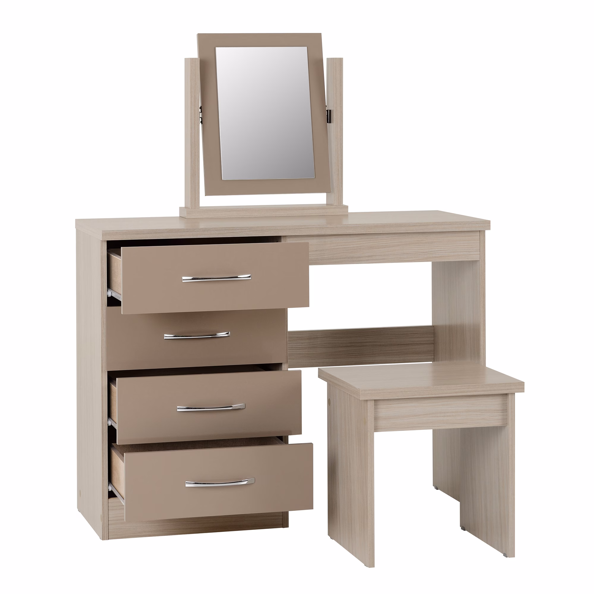 Nevada 4 Drawer Dressing Table Set Sonoma Oak Effect - Image 2