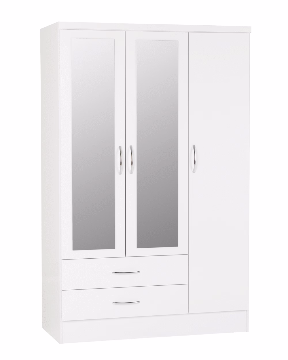 Nevada 3 Door 2 Drawer Mirrored Wardrobe White Gloss
