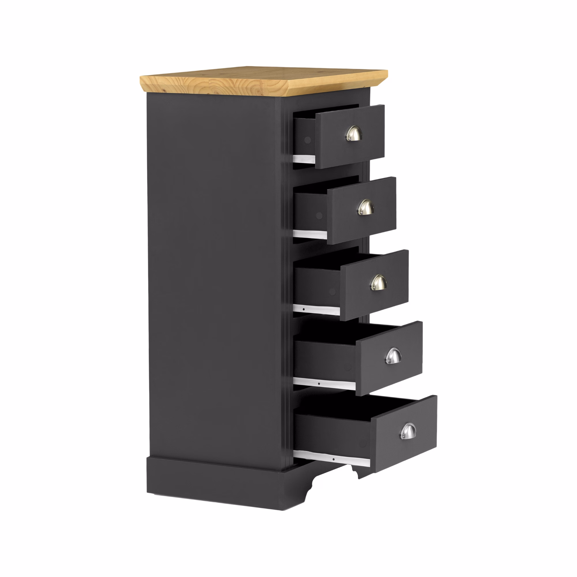 Toledo 5 Drawer Narrow Chest Grey/Oak Effect - Image 2