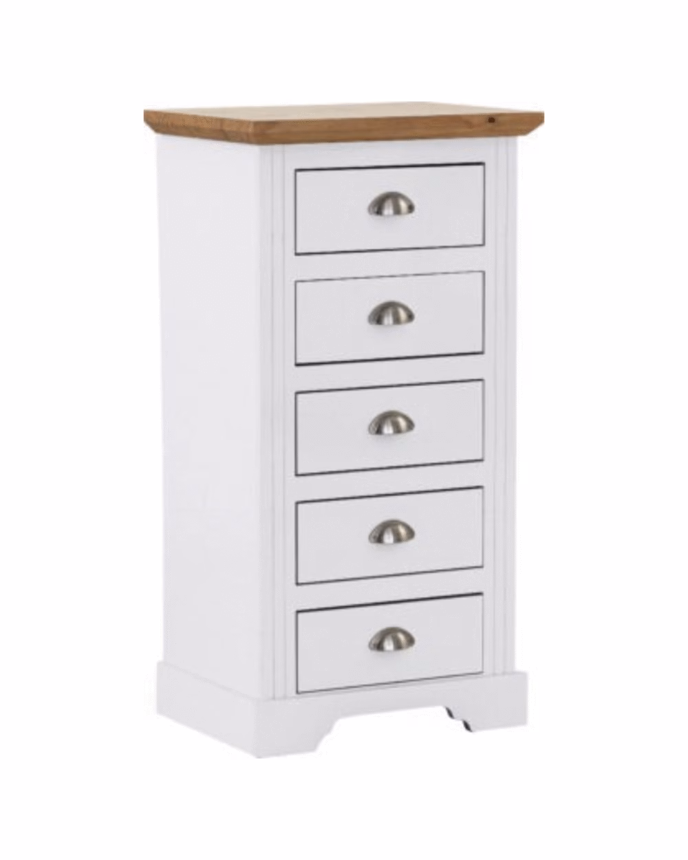 Toledo 5 Drawer Narrow Chest White/Oak Effect