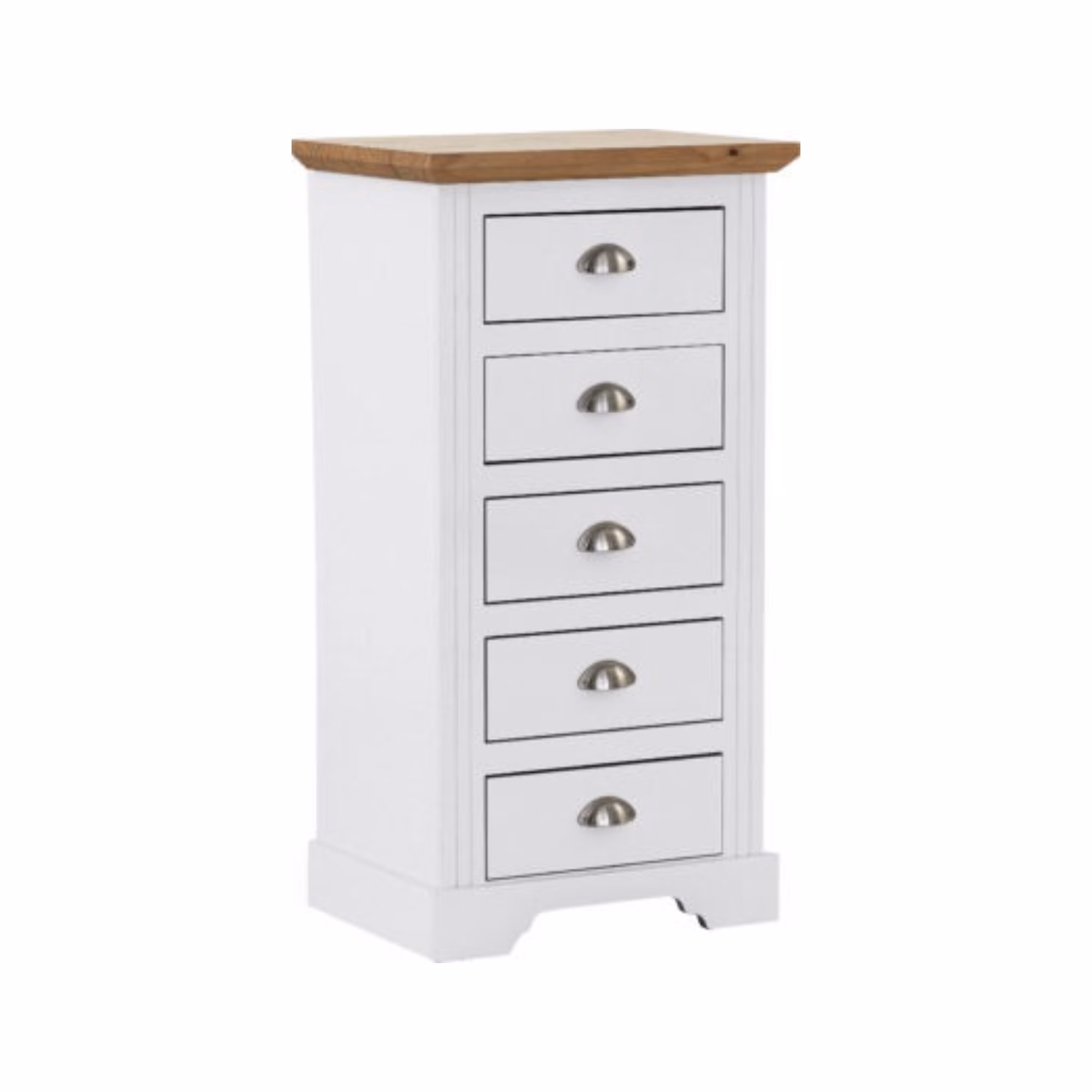 Toledo 5 Drawer Narrow Chest White/Oak Effect