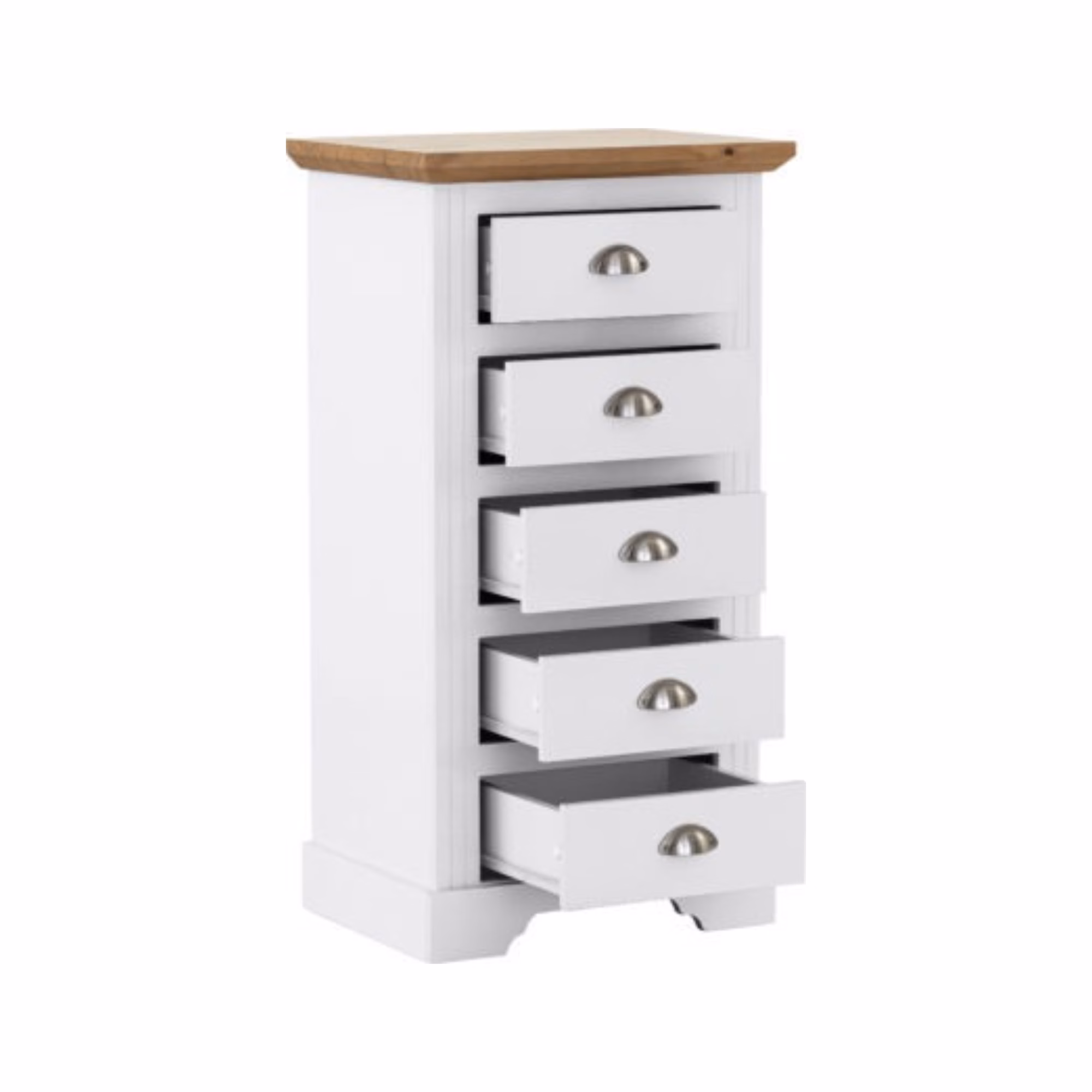 Toledo 5 Drawer Narrow Chest White/Oak Effect - Image 2