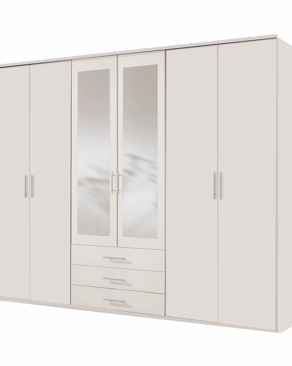 Ben 6 door 3 Drawer White Wardrobe