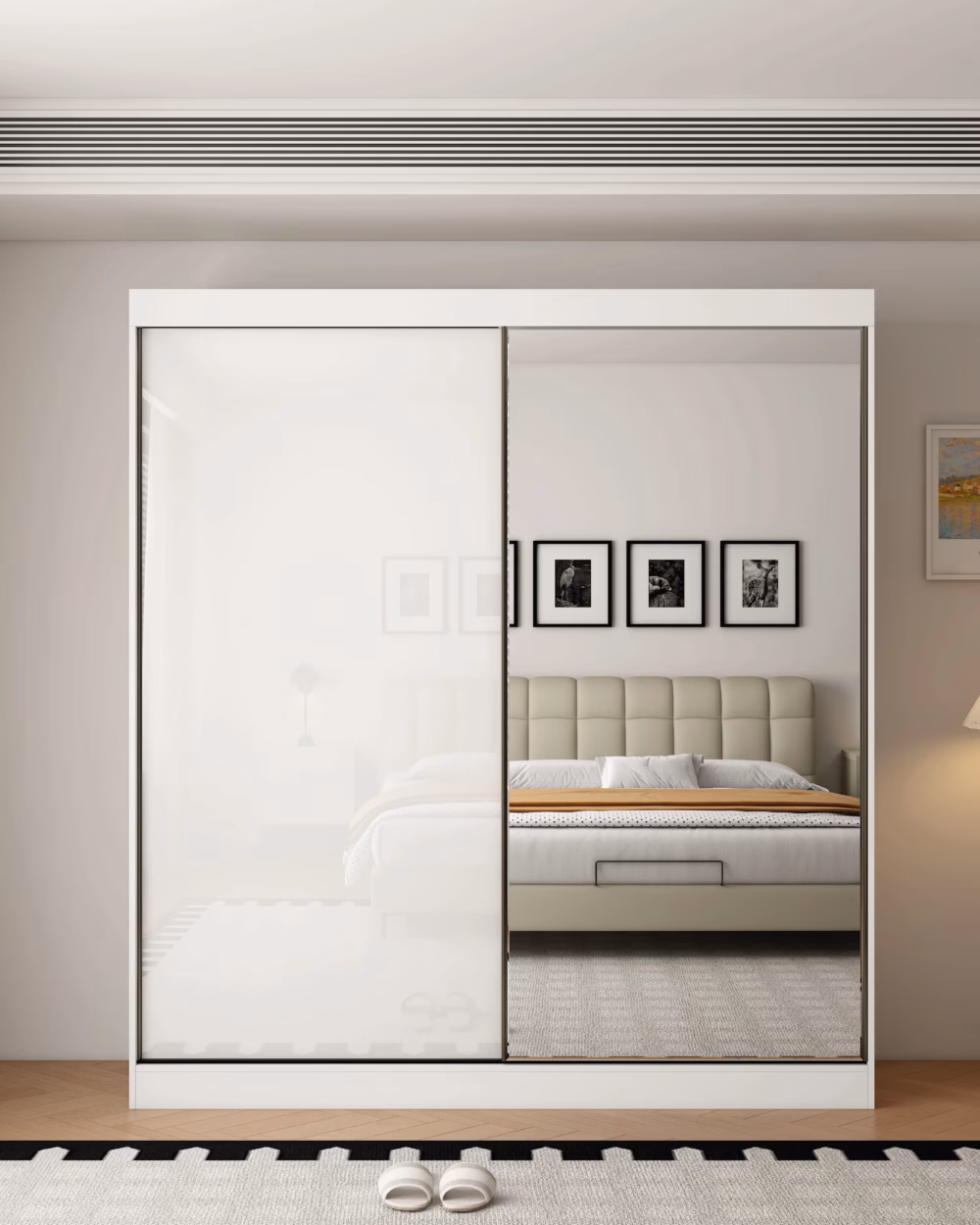 Pacific 2 Door Gloss White 200CM sliding wardrobe