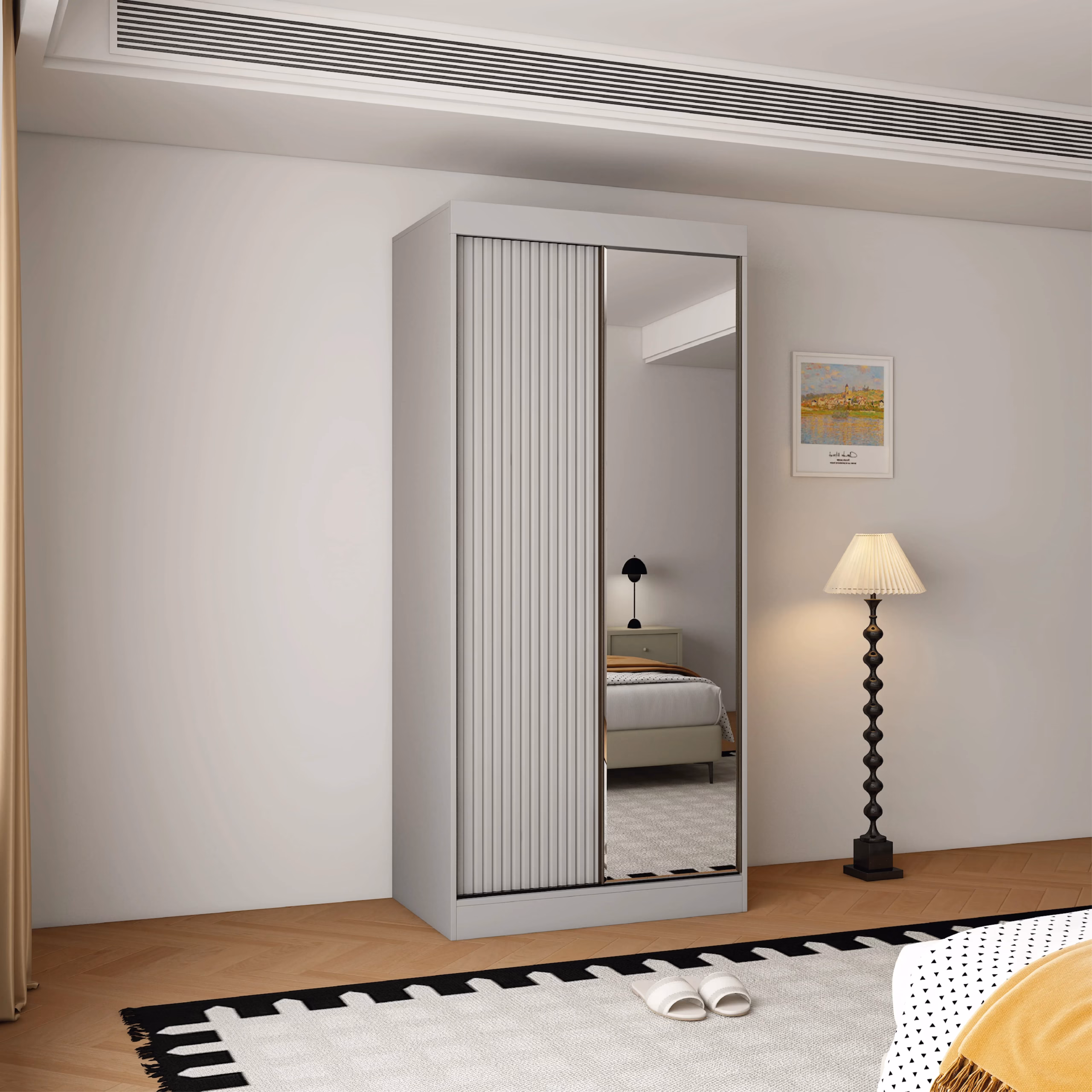 Berlin 2 Door Grey 100CM sliding wardrobe