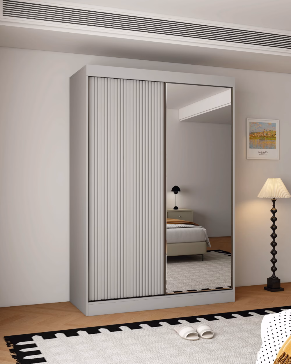 Berlin 2 Door Grey 150CM sliding wardrobe