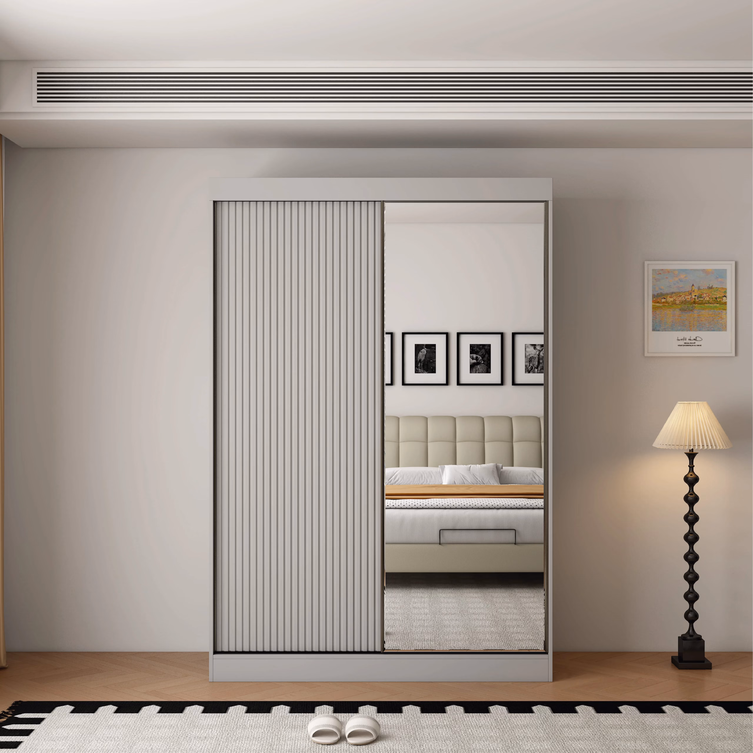 Berlin 2 Door Grey 150CM sliding wardrobe - Image 3