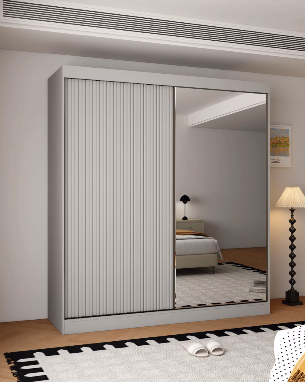 Berlin 2 Door Grey 200CM sliding wardrobe