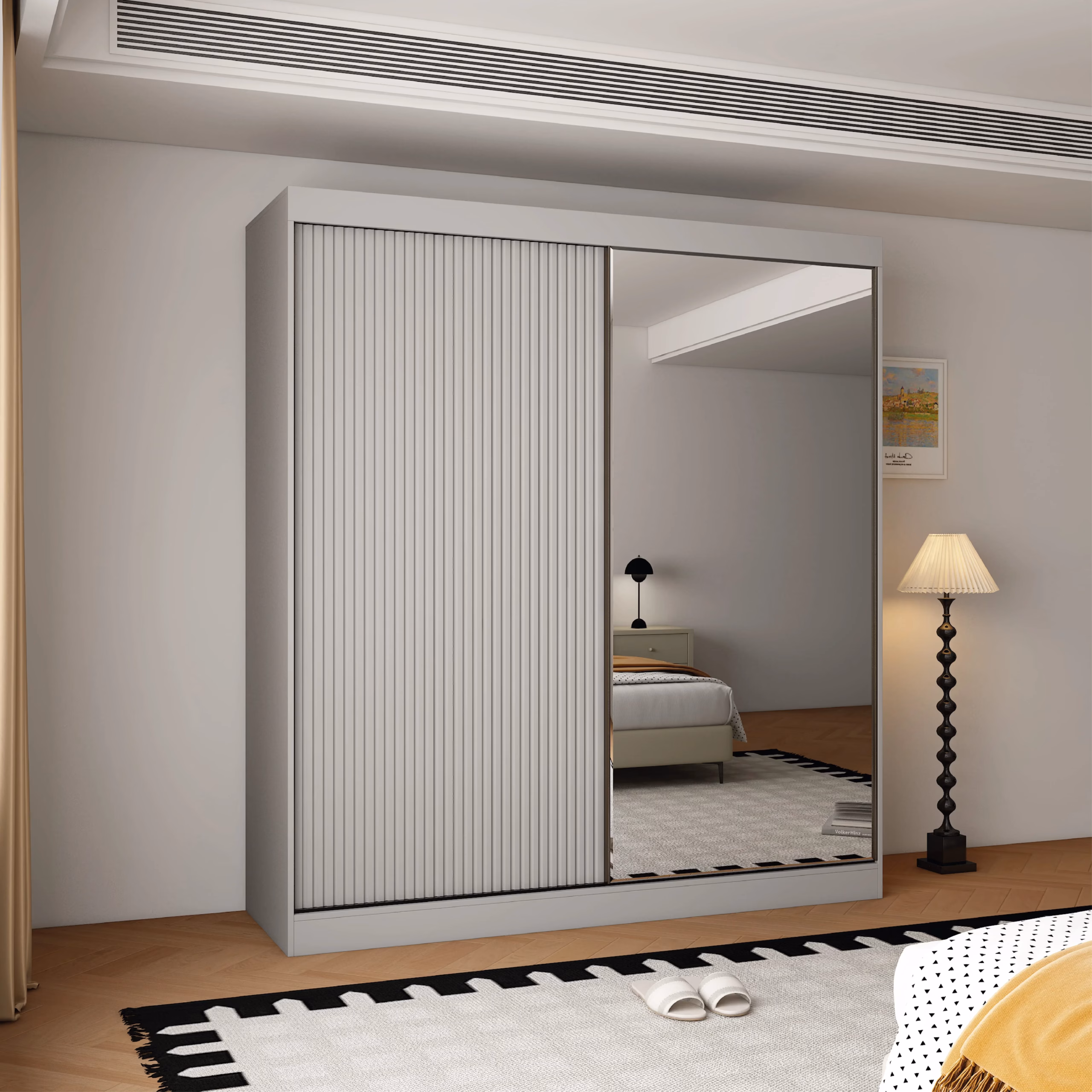 Berlin 2 Door Grey 200CM sliding wardrobe