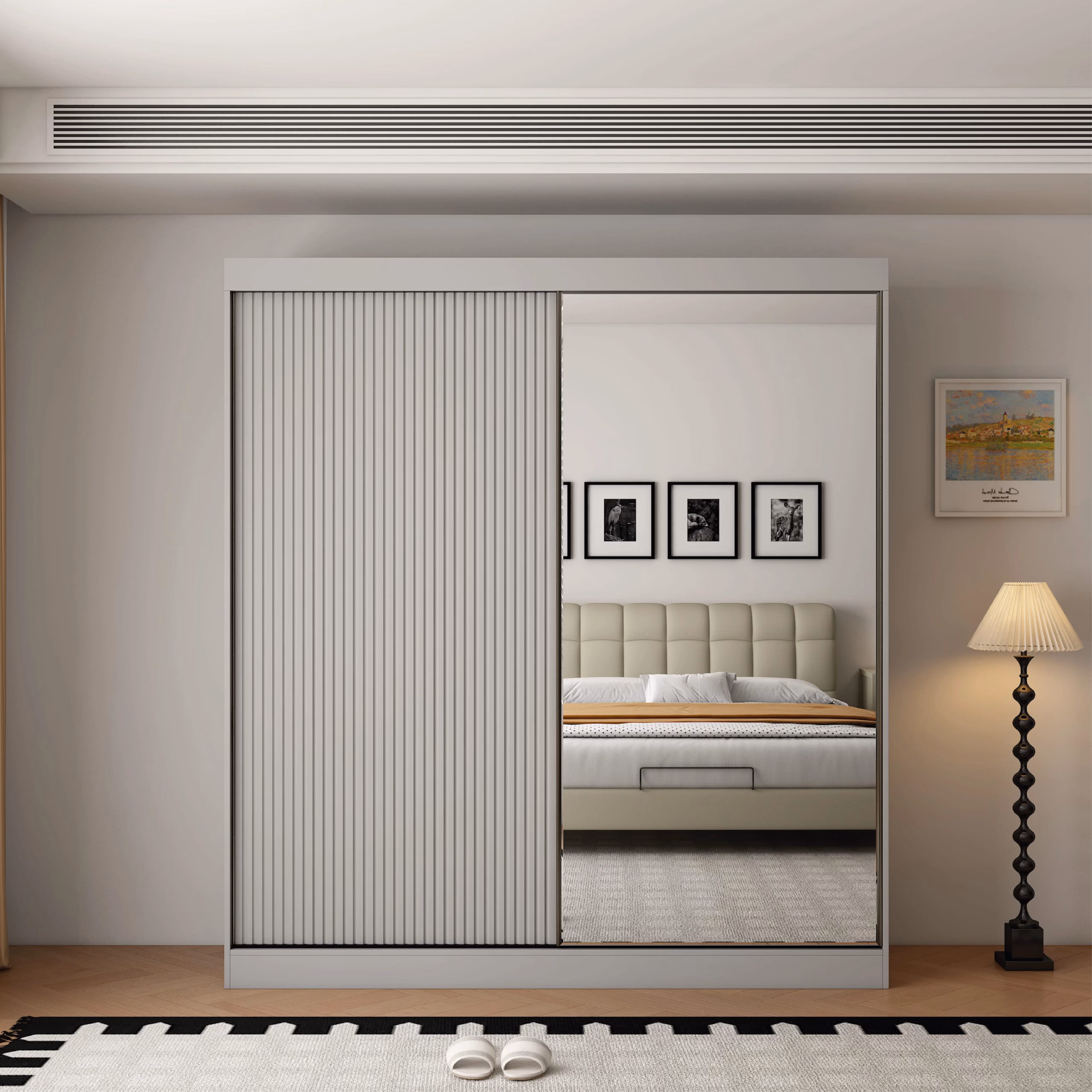 Berlin 2 Door Grey 200CM sliding wardrobe - Image 2