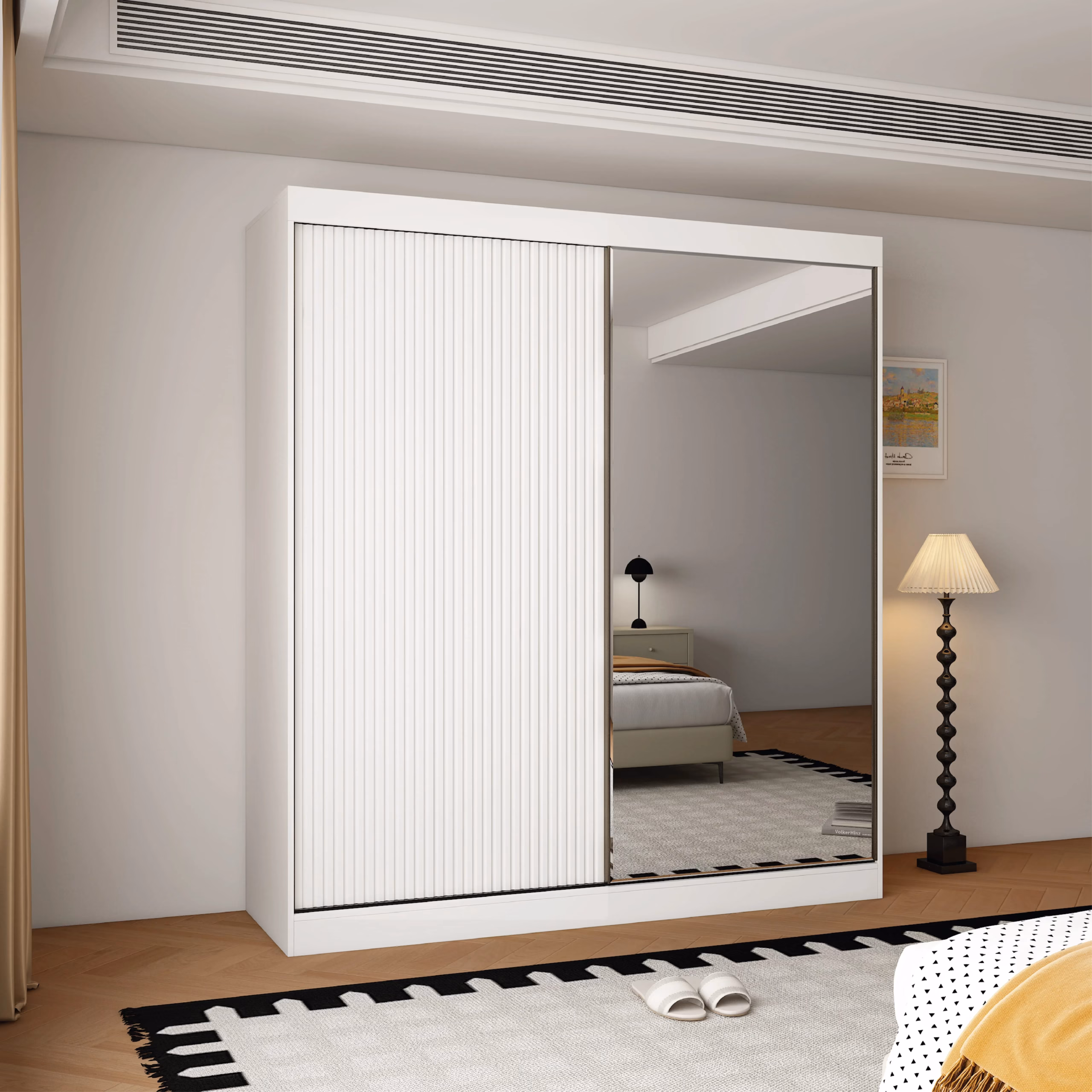 Berlin 2 Door White 200CM sliding wardrobe