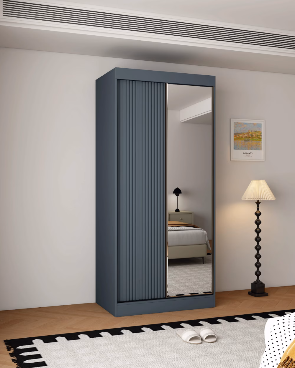Berlin 2 Door Graphite 100CM sliding wardrobe