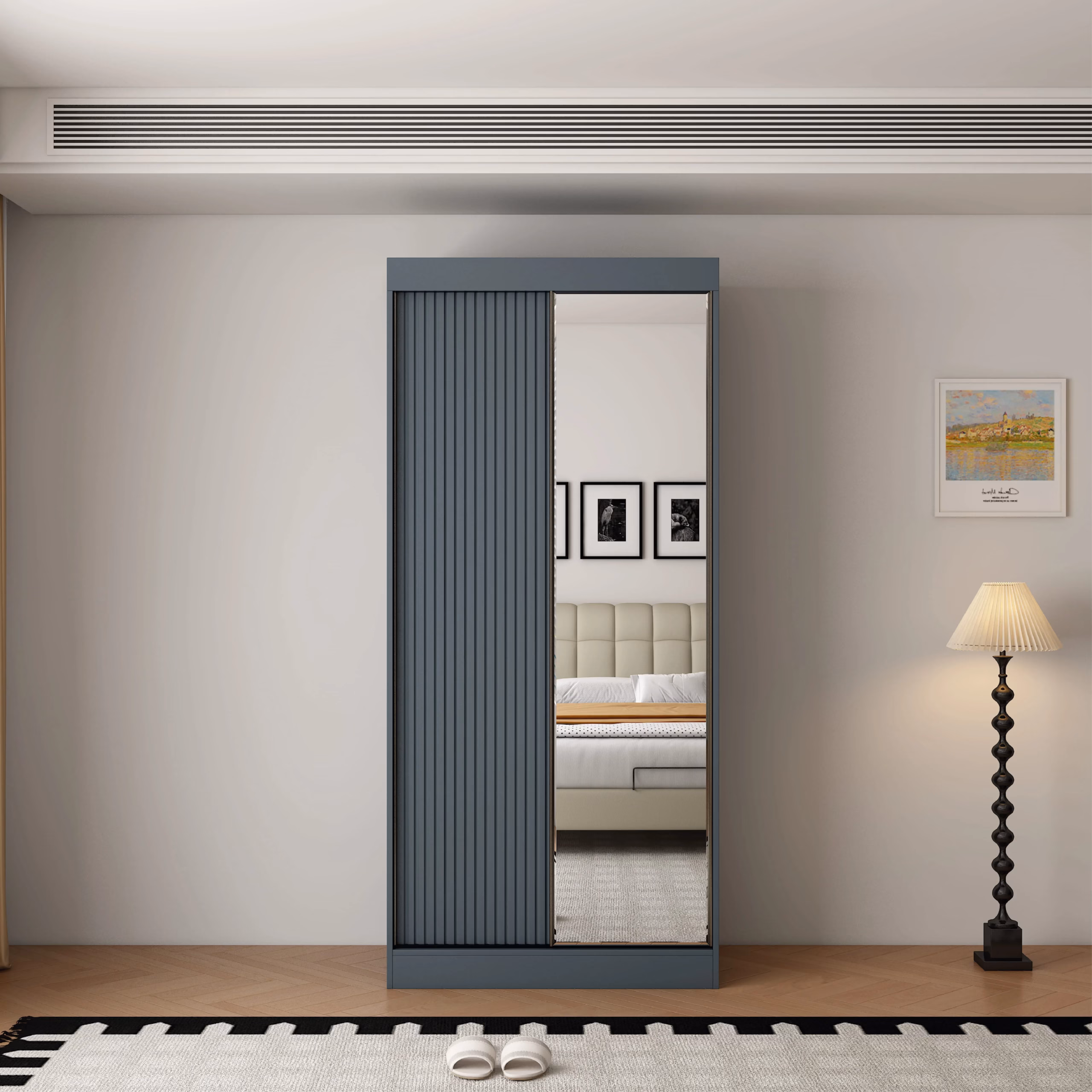 Berlin 2 Door Graphite 100CM sliding wardrobe - Image 2