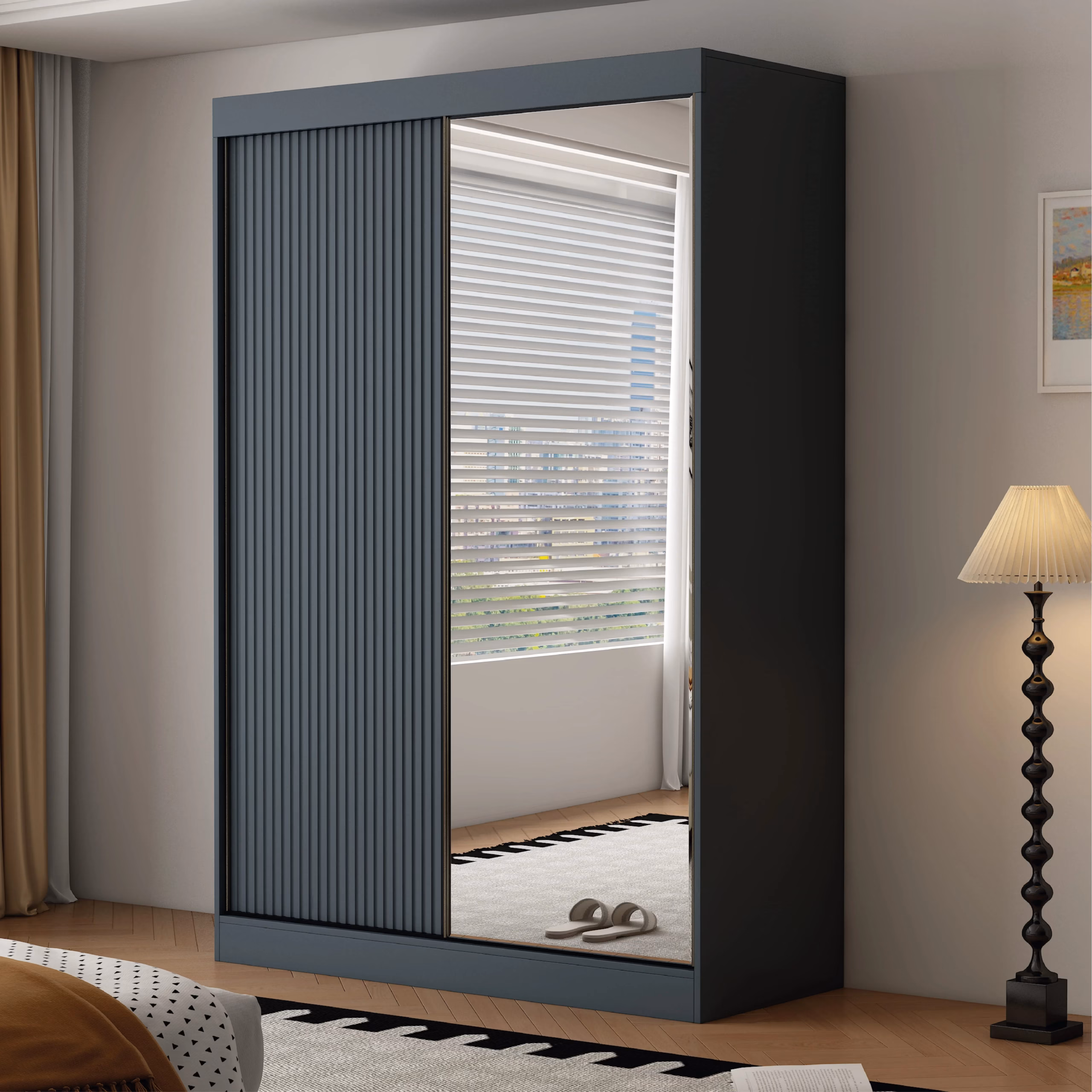 Berlin 2 Door Graphite 150CM sliding wardrobe - Image 3