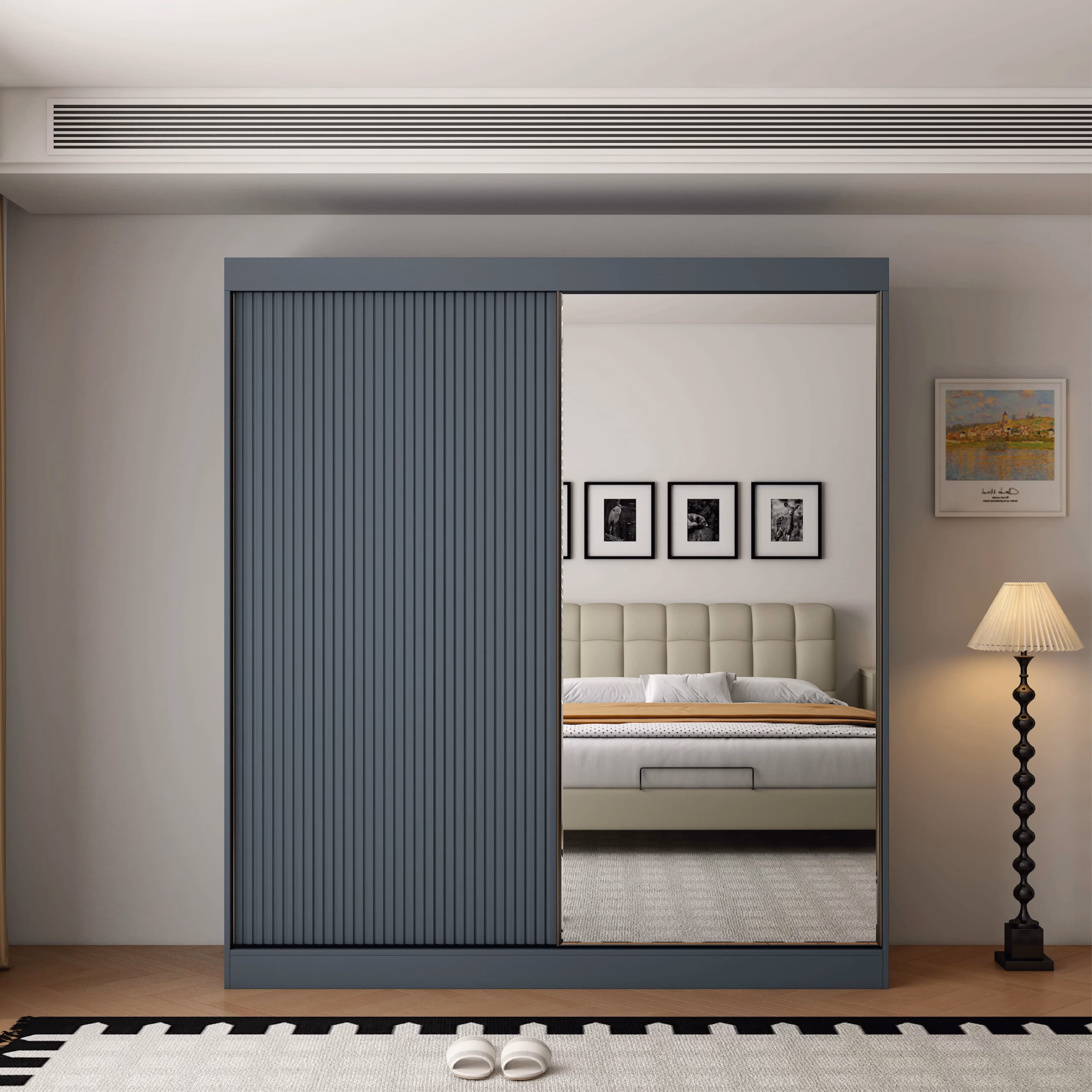 Berlin 2 Door Graphite 200CM sliding wardrobe - Image 4