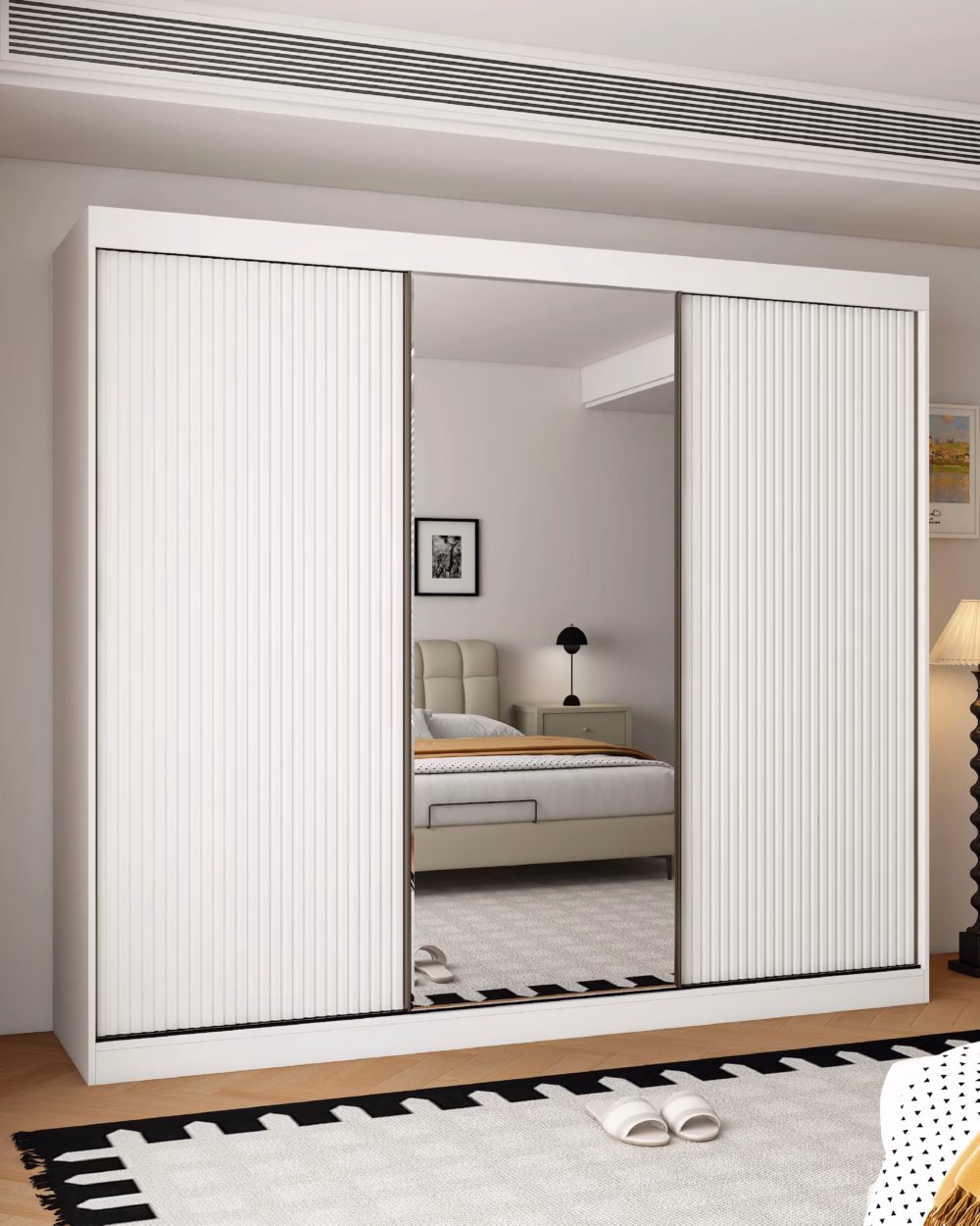 Berlin 3 Door White 250CM sliding wardrobe
