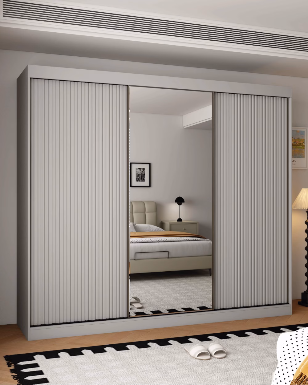 Berlin 3 Door Grey 250CM sliding wardrobe