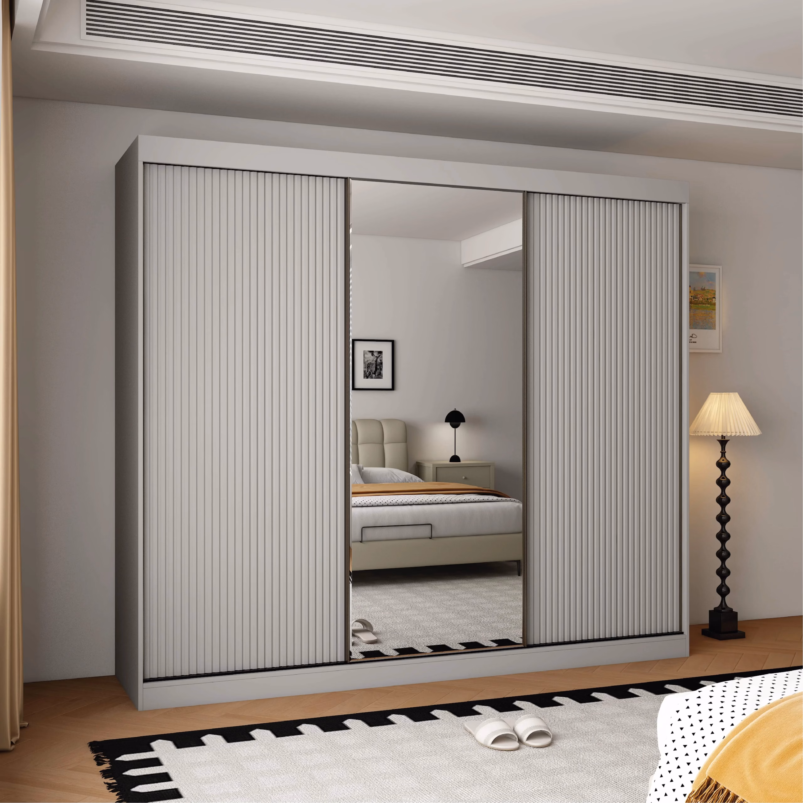 Berlin 3 Door Grey 250CM sliding wardrobe