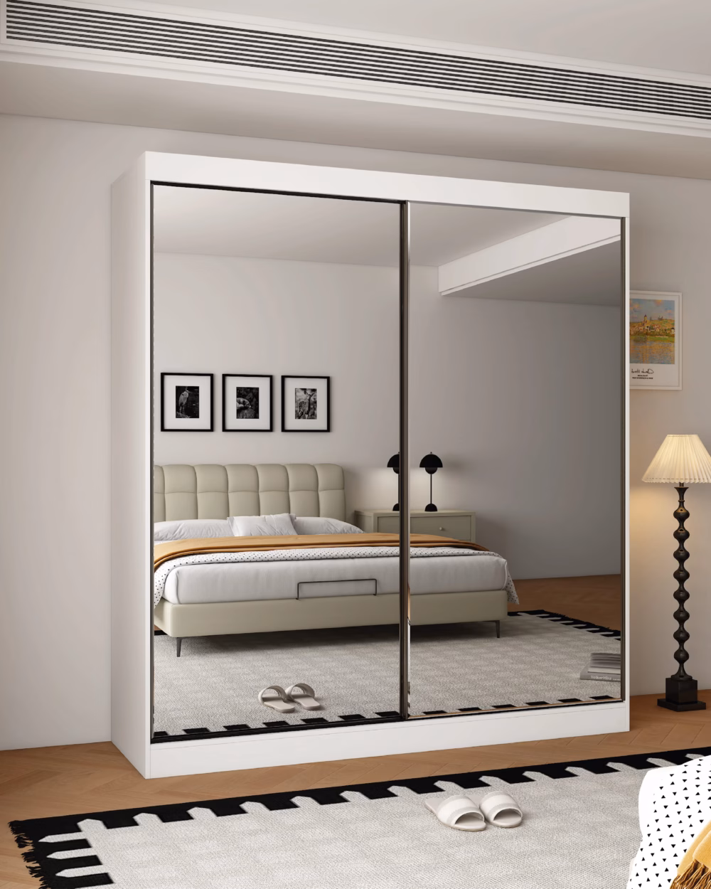 Oracle 2 Door Full Mirror 200CM sliding wardrobe