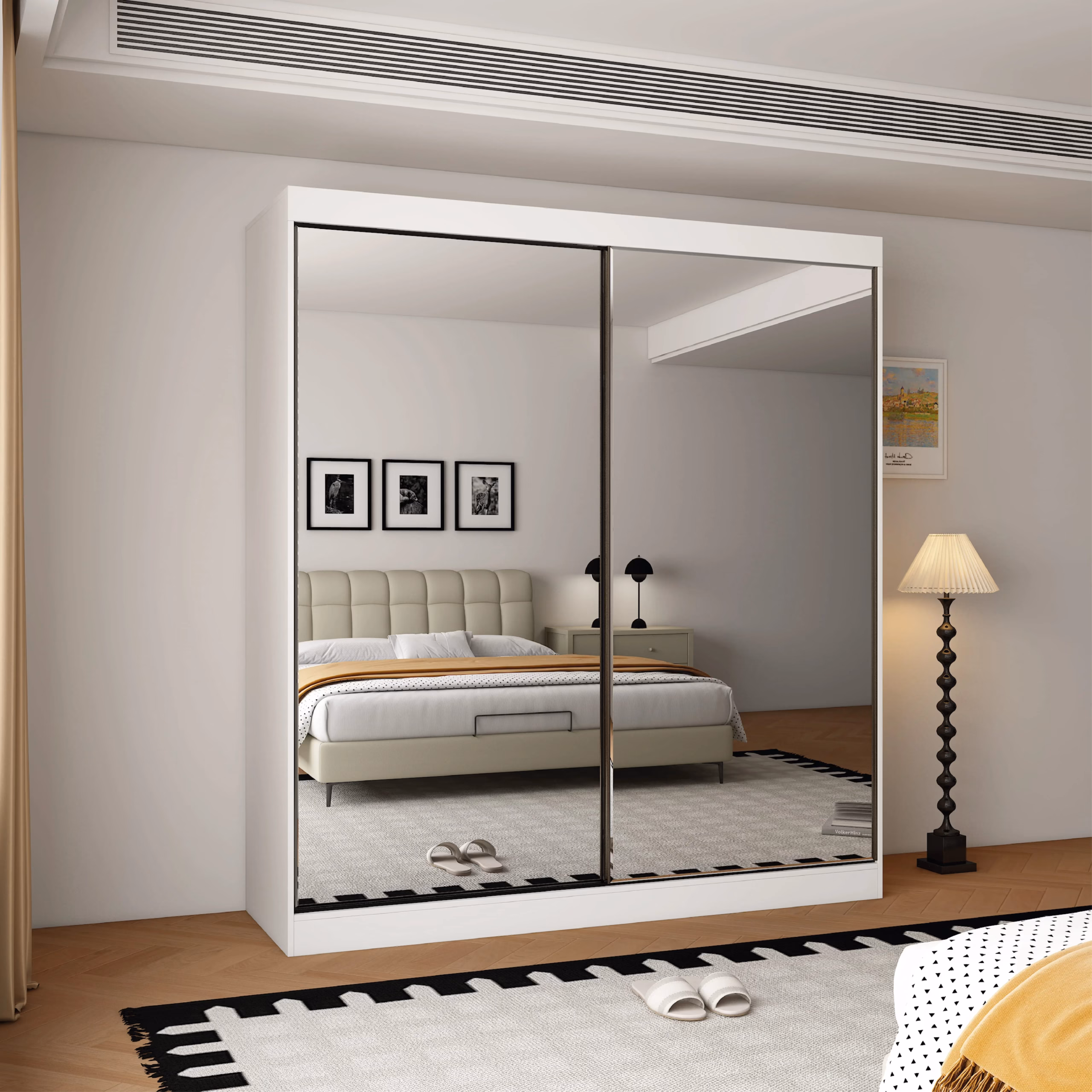Oracle 2 Door Full Mirror 200CM sliding wardrobe