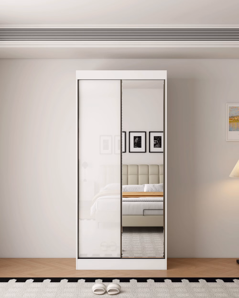 Pacific 2 Door Gloss White 100CM sliding wardrobe