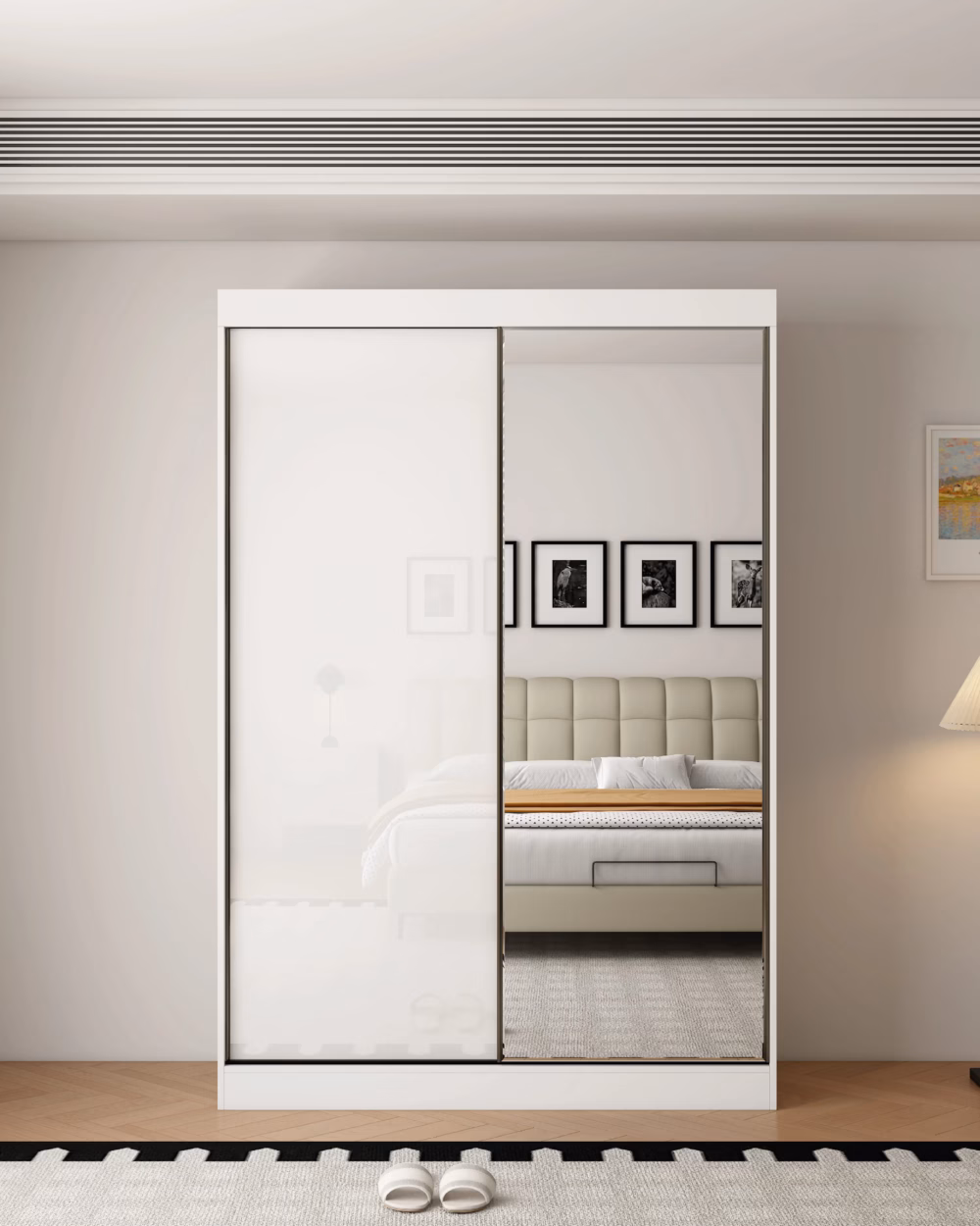 Pacific 2 Door Gloss White 150CM sliding wardrobe