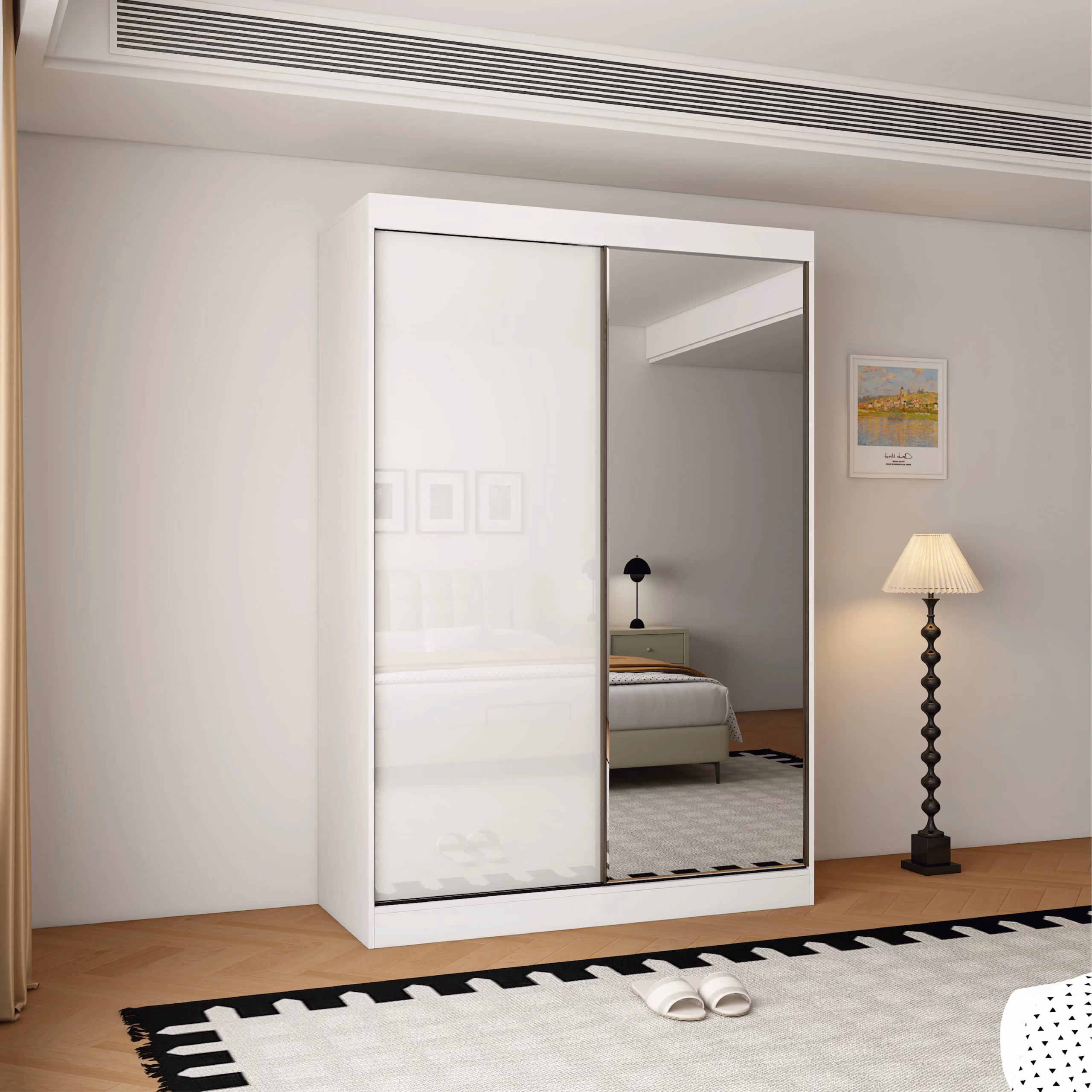 Pacific 2 Door Gloss White 150CM sliding wardrobe - Image 3