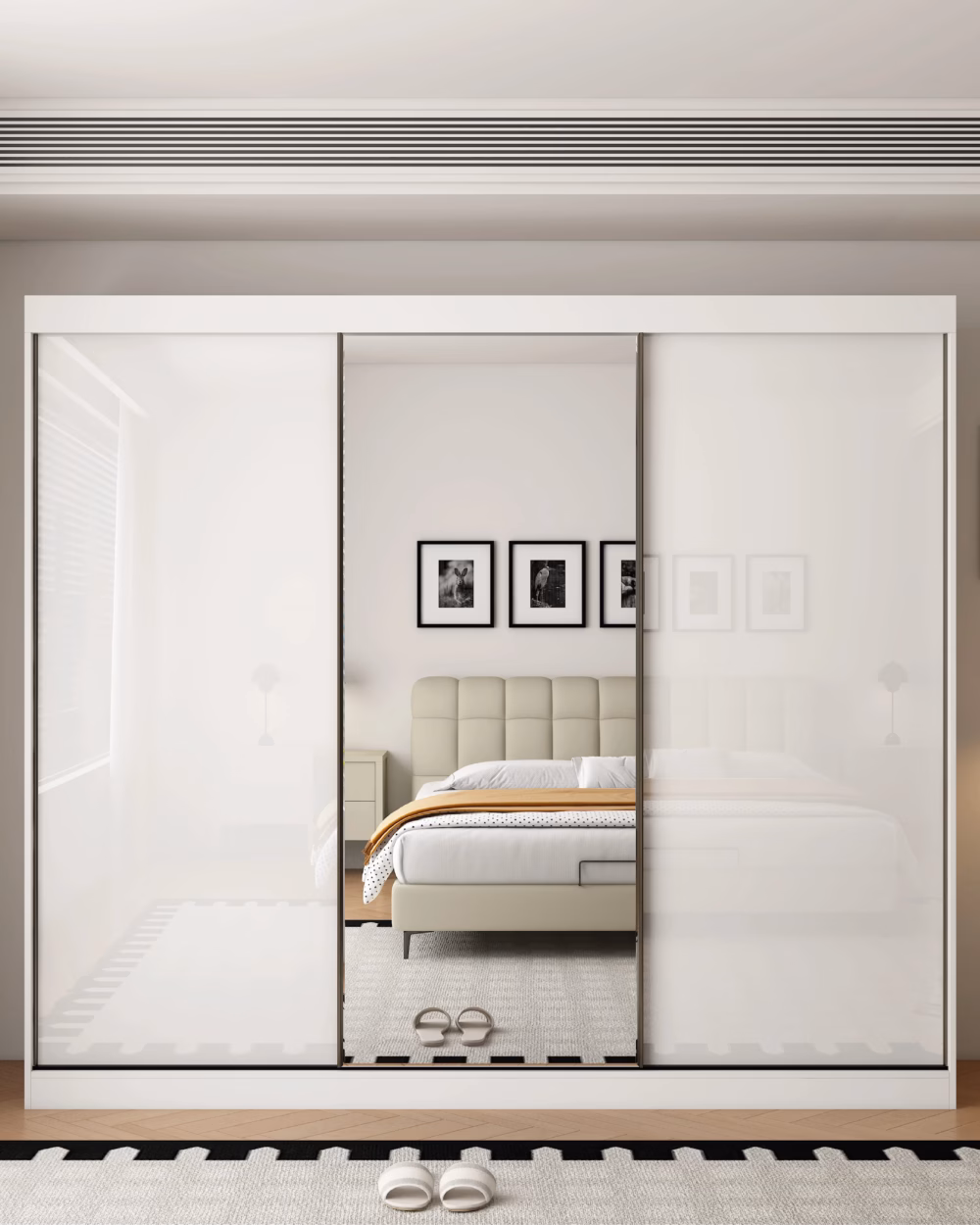 Pacific 3 Door Gloss White 250CM sliding wardrobe