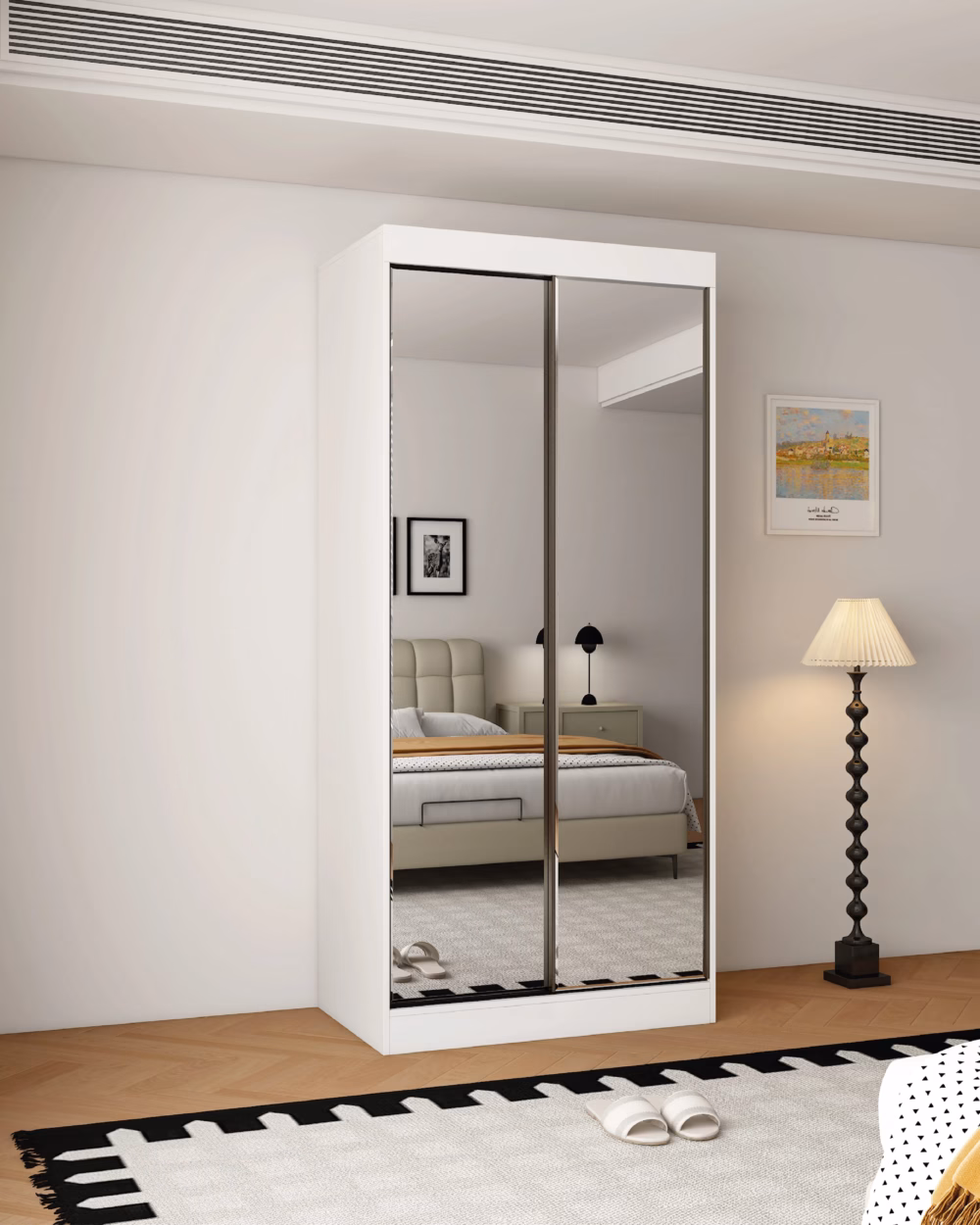 Oracle 2 Door Full Mirror 100CM sliding wardrobe