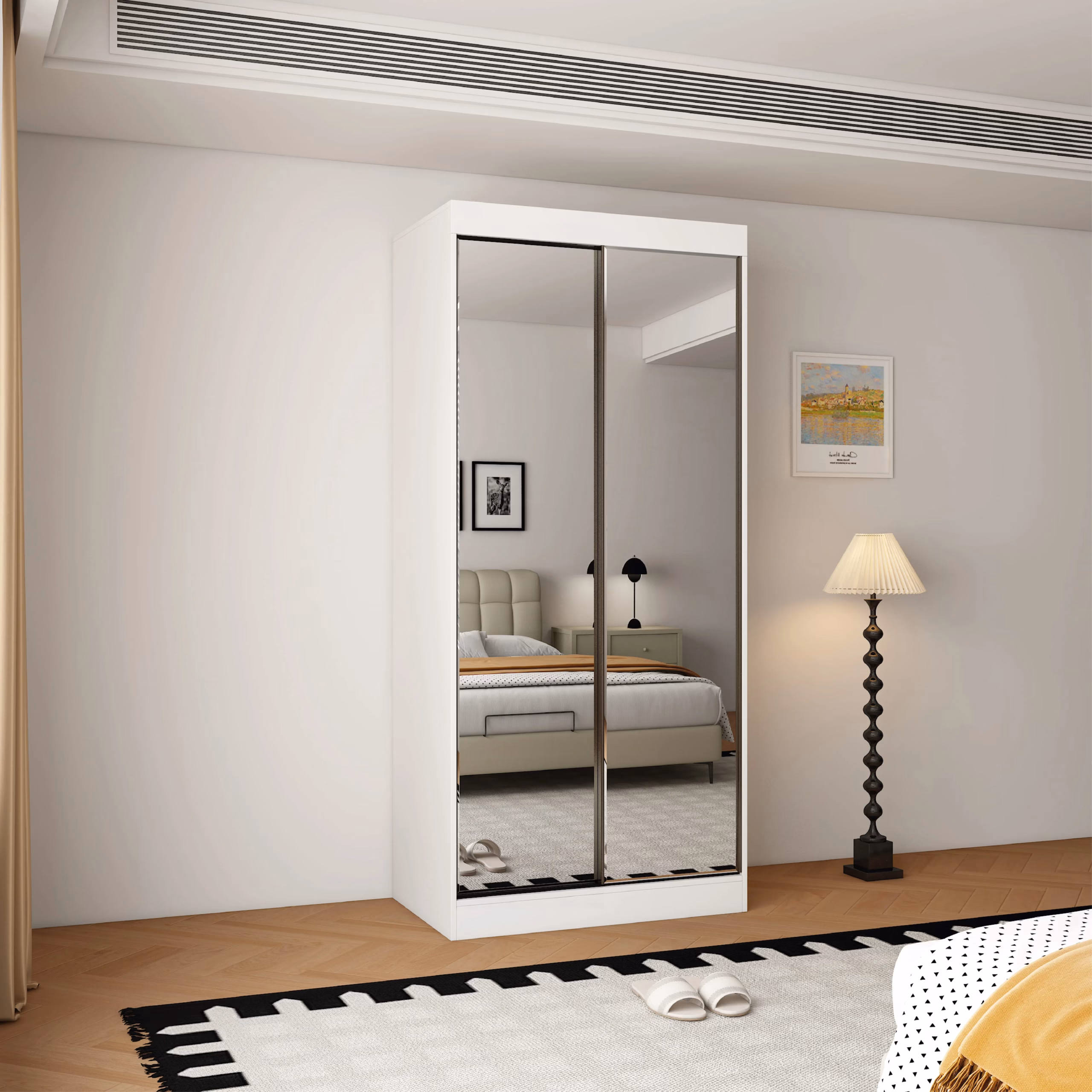 Oracle 2 Door Full Mirror 100CM sliding wardrobe